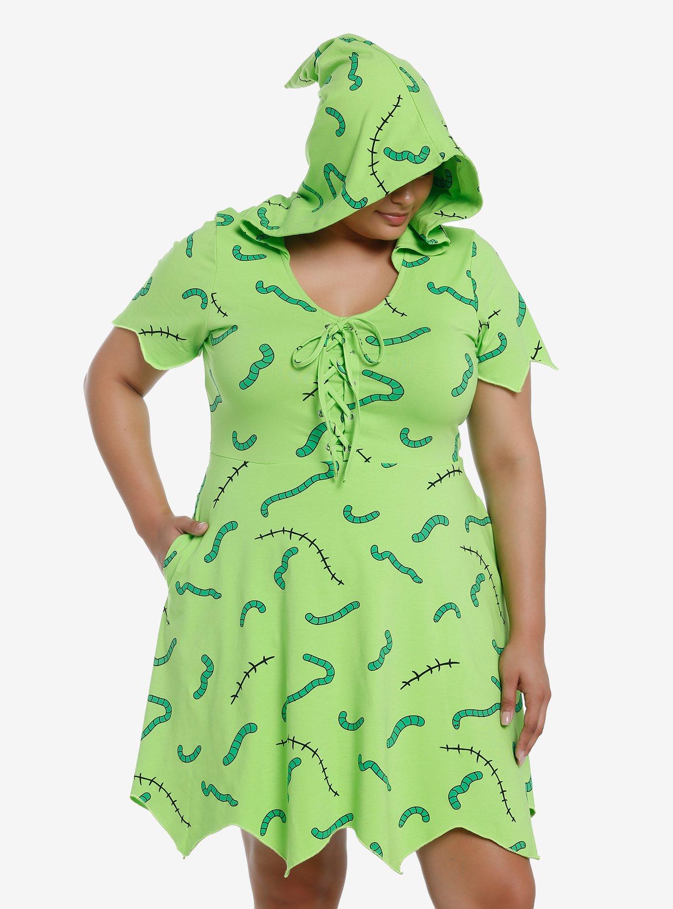 The Nightmare Before Christmas Oogie Boogie Hooded Dress Plus Size, BRIGHT GREEN, hi-res