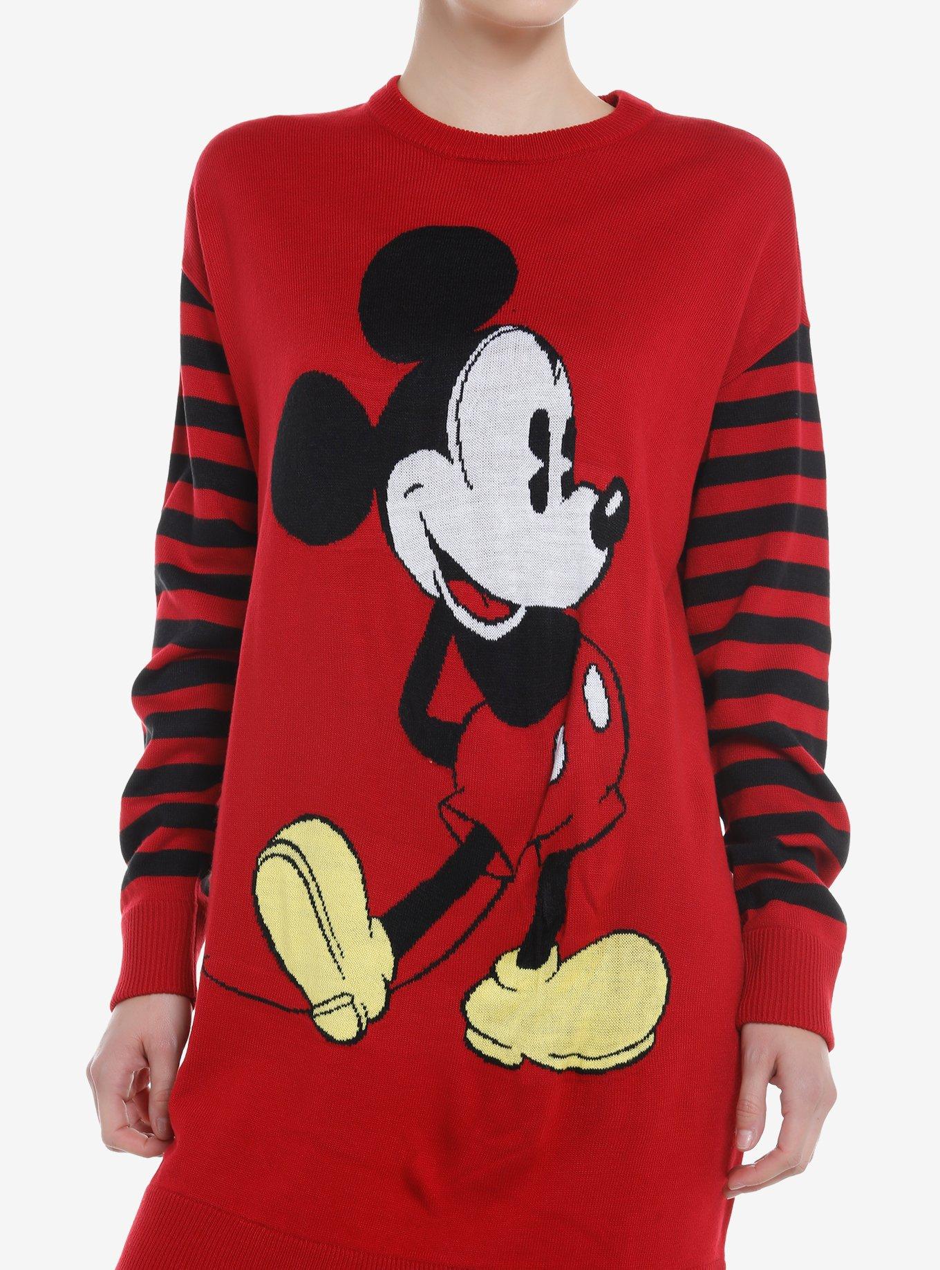 Disney Mickey Mouse Stripe Sweater Dress, RED  BLACK, hi-res