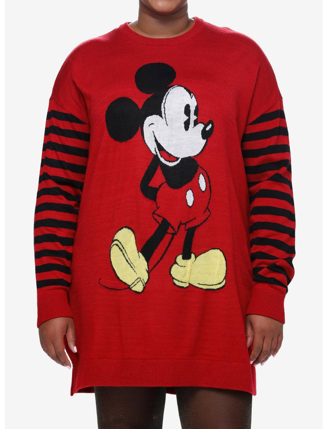 Disney Mickey Mouse Stripe Sweater Dress Plus Size, RED  BLACK, hi-res