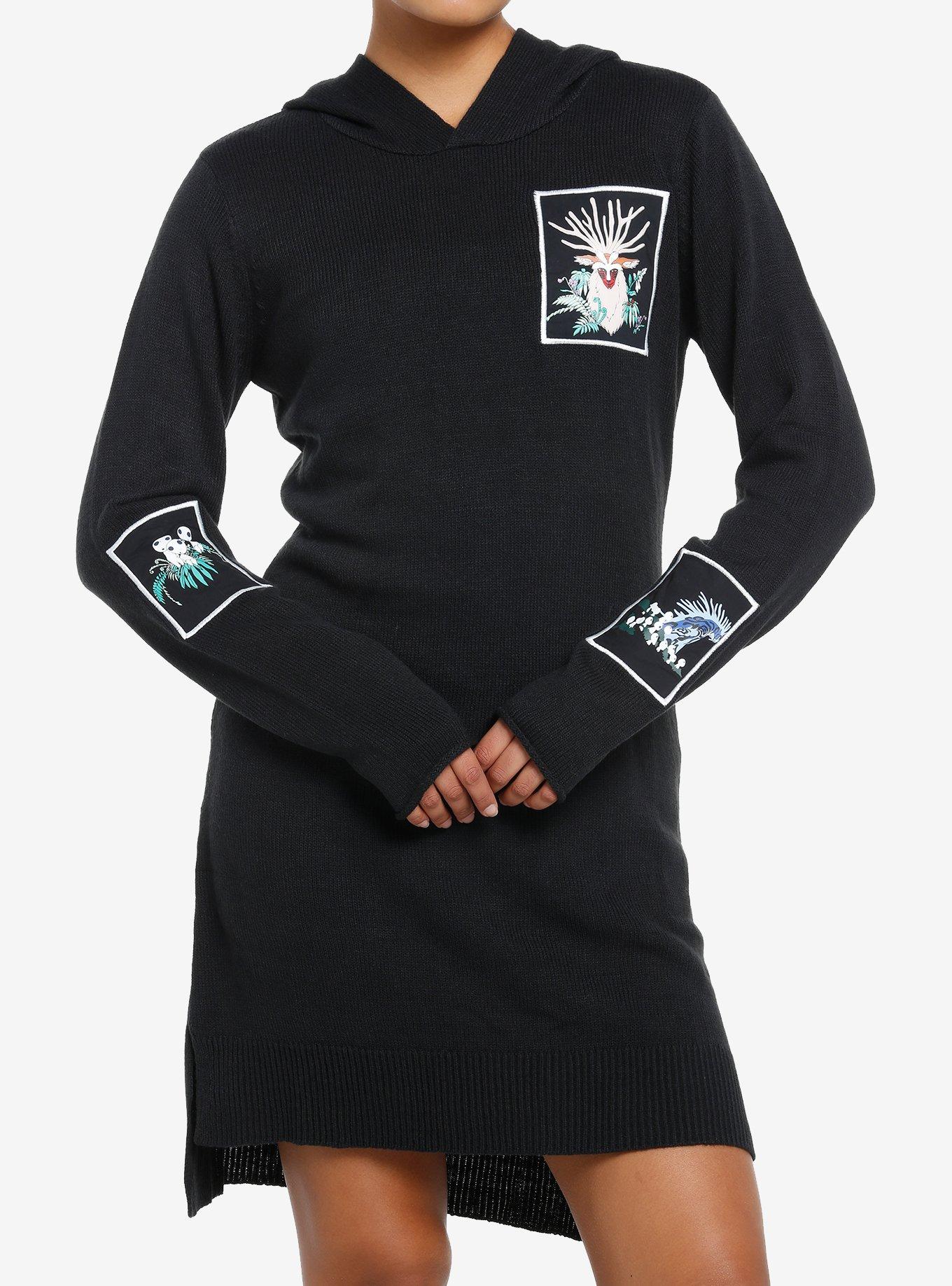 Her Universe Studio Ghibli Princess Mononoke Patches Hooded Sweater Dress, DARK CHARCOAL, hi-res