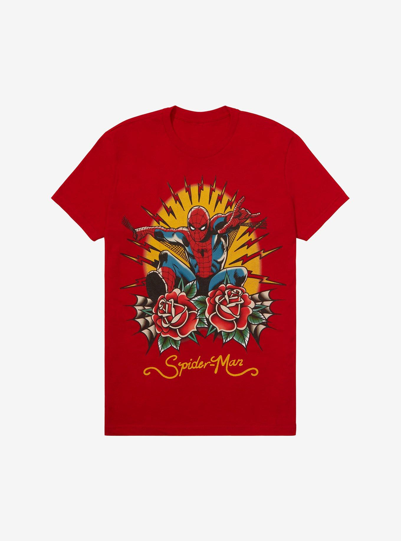 Marvel Spider-Man Tattoo Art T-Shirt, RED, hi-res