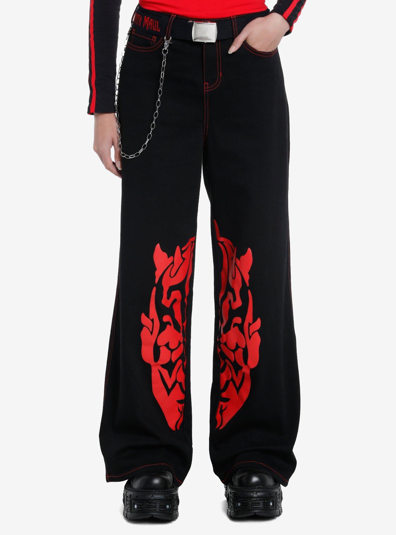 Her Universe Star Wars Darth Maul Wide Leg Denim Pants, RED, hi-res