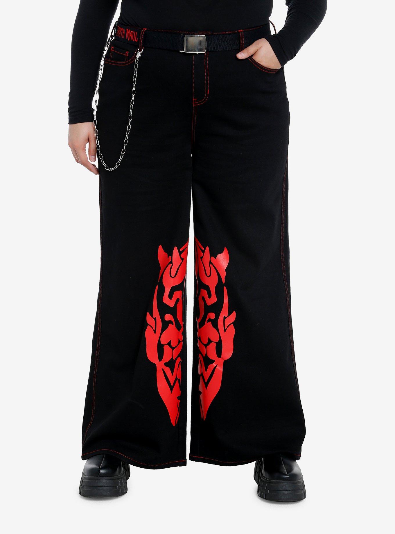 Her Universe Star Wars Darth Maul Wide Leg Denim Pants Plus Size, RED, hi-res