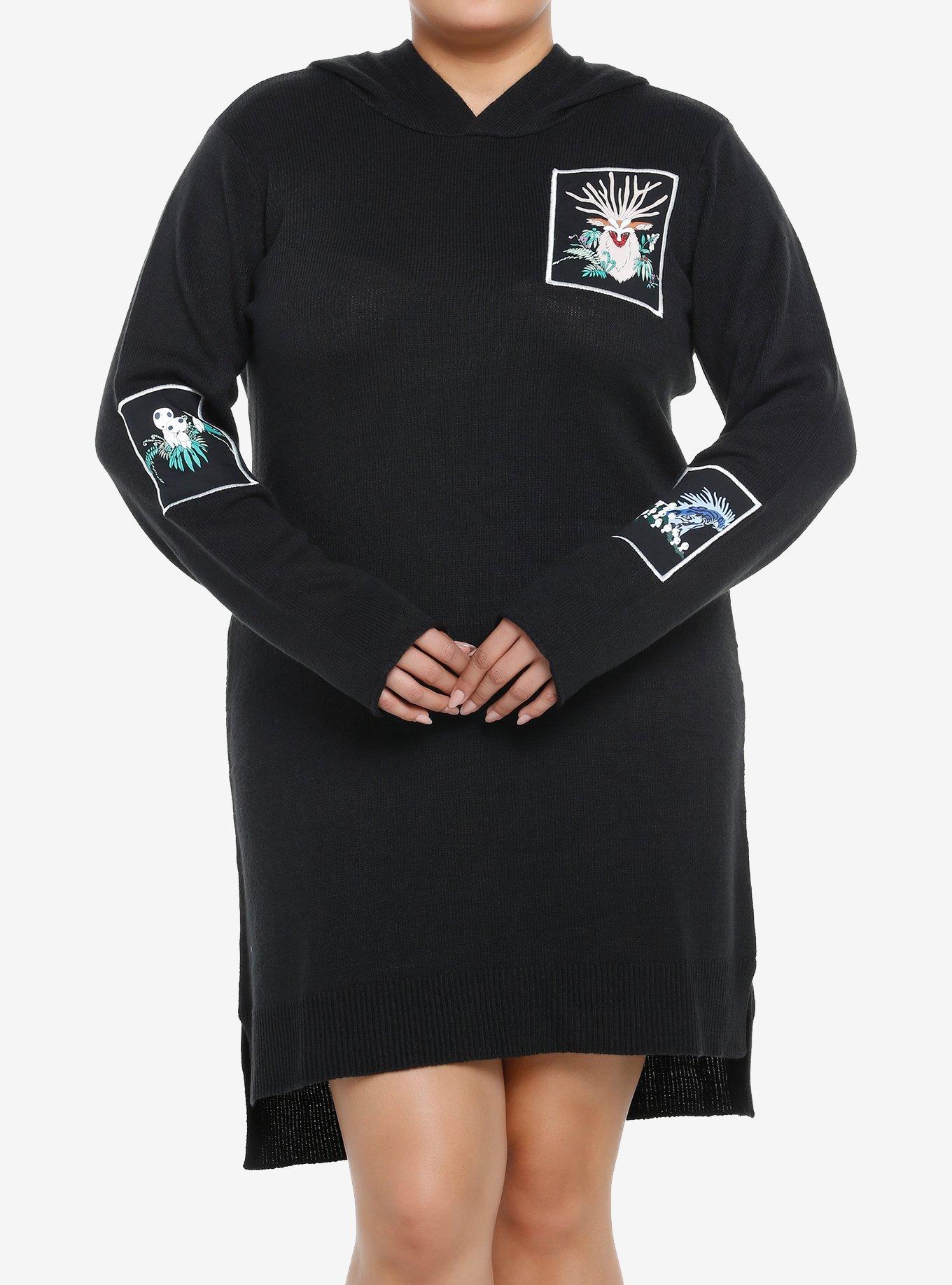 Studio Ghibli Princess Mononoke Patches Hooded Sweater Dress Plus Size, MULTI, hi-res