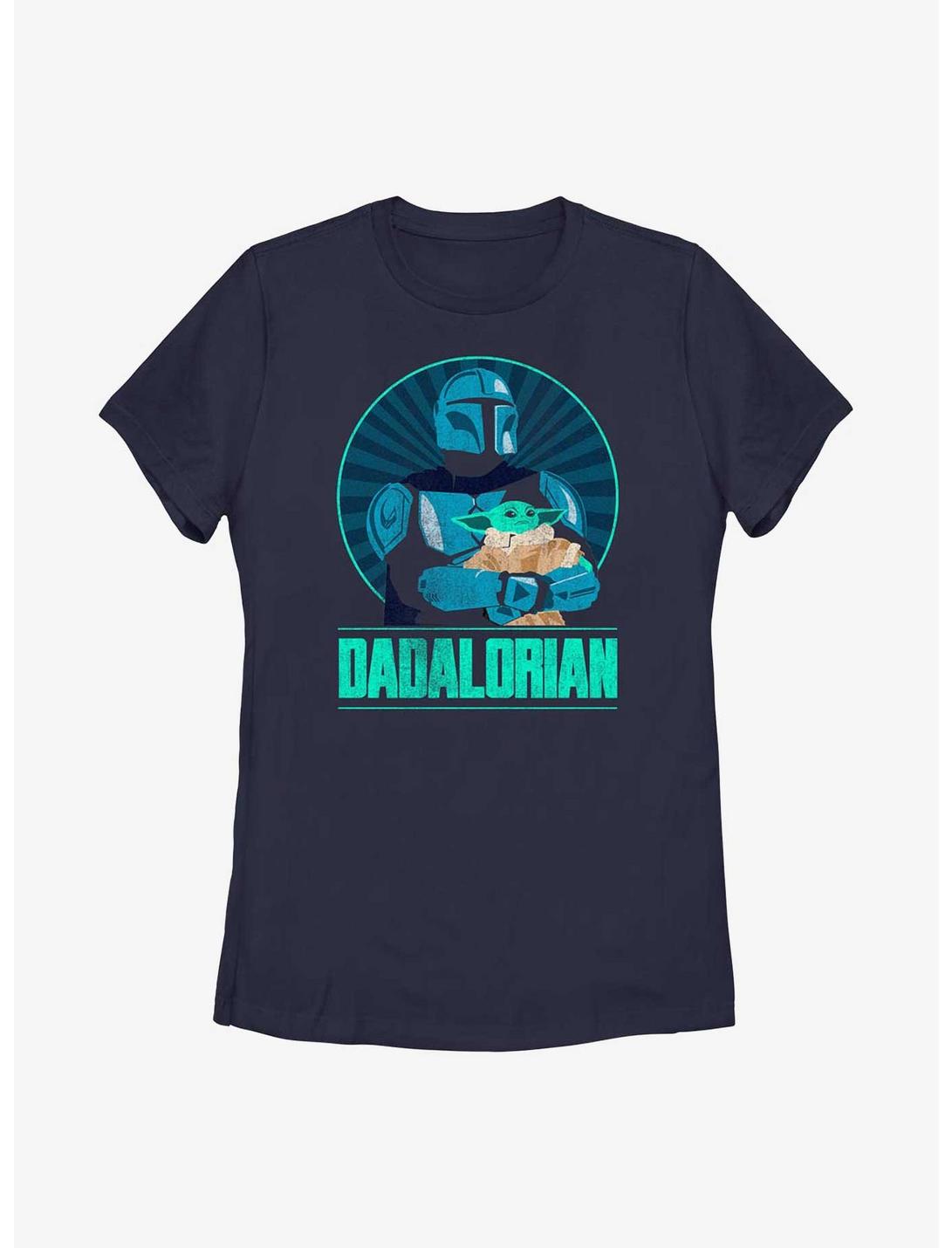 Star Wars The Mandalorian Dadalorian Father and Son Portrait Womens T-Shirt, NAVY, hi-res