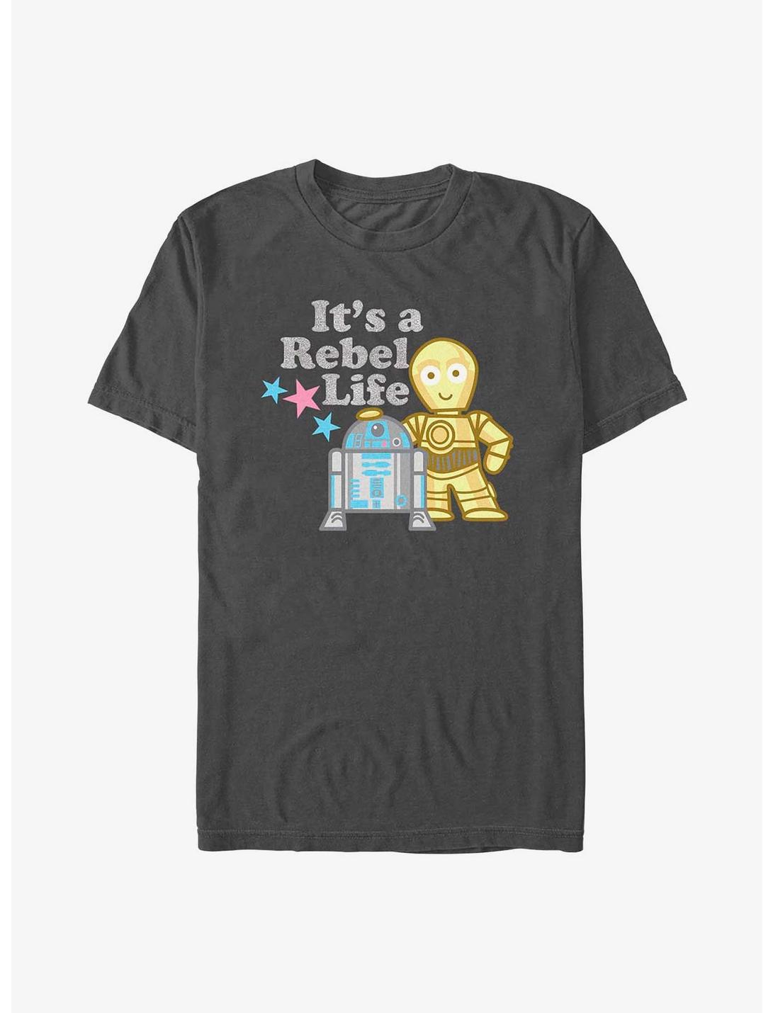 Star Wars R2-D2 and C-3PO It's A Rebel Life T-Shirt, CHARCOAL, hi-res