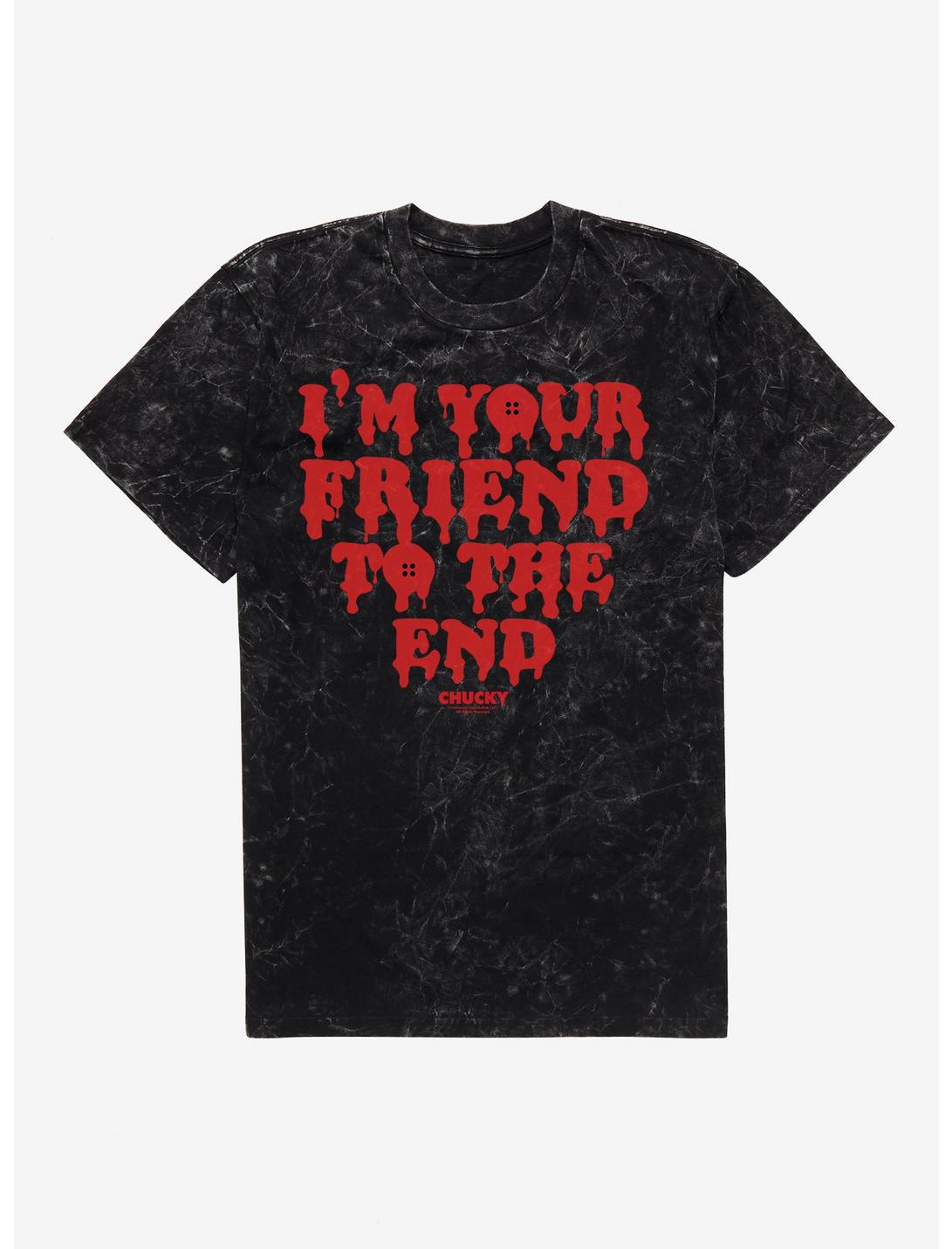 Chucky I'm Your Friend To The End Mineral Wash T-Shirt, BLACK MINERAL WASH, hi-res