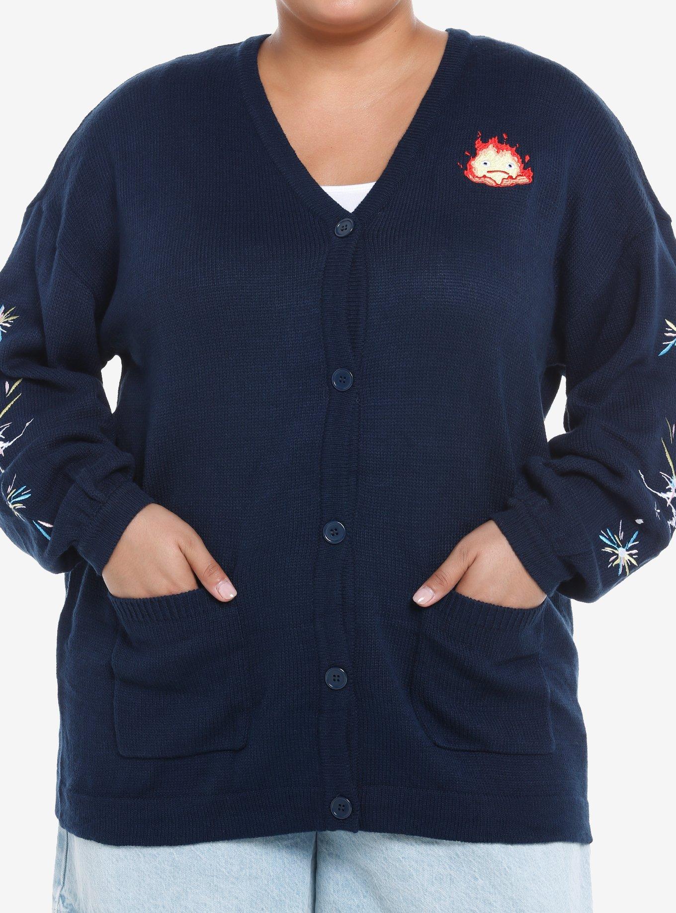 Studio Ghibli Howl's Moving Castle Calcifer Stars Girls Cardigan Plus Size, MULTI, hi-res