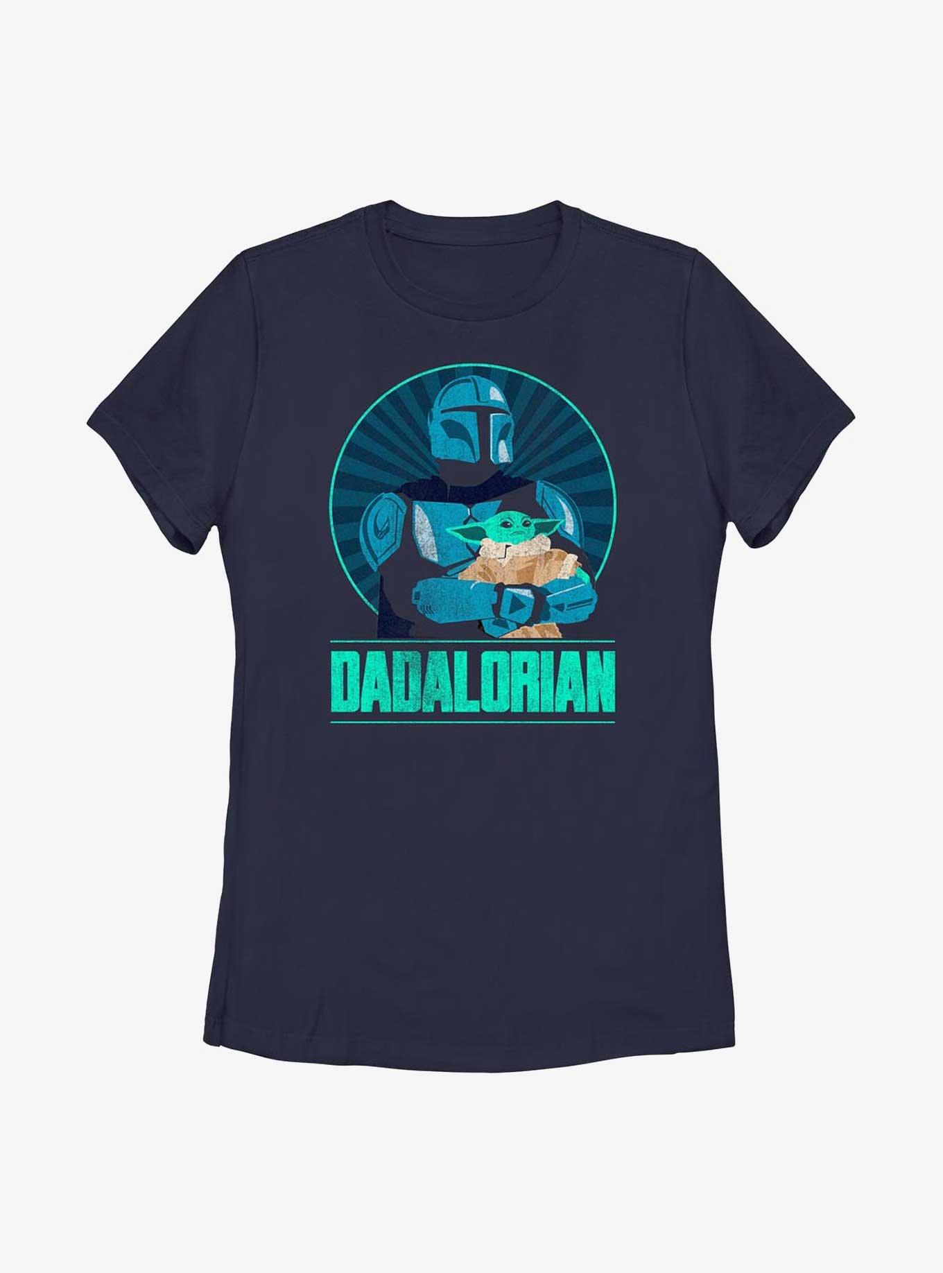 Star Wars The Mandalorian Dadalorian Father and Son Portrait Womens T-Shirt, NAVY, hi-res