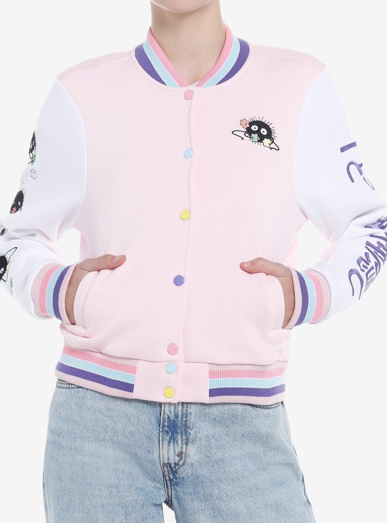 Men Spoof Pattern Embroidery Short Varsity Jackets HipHop Japanese