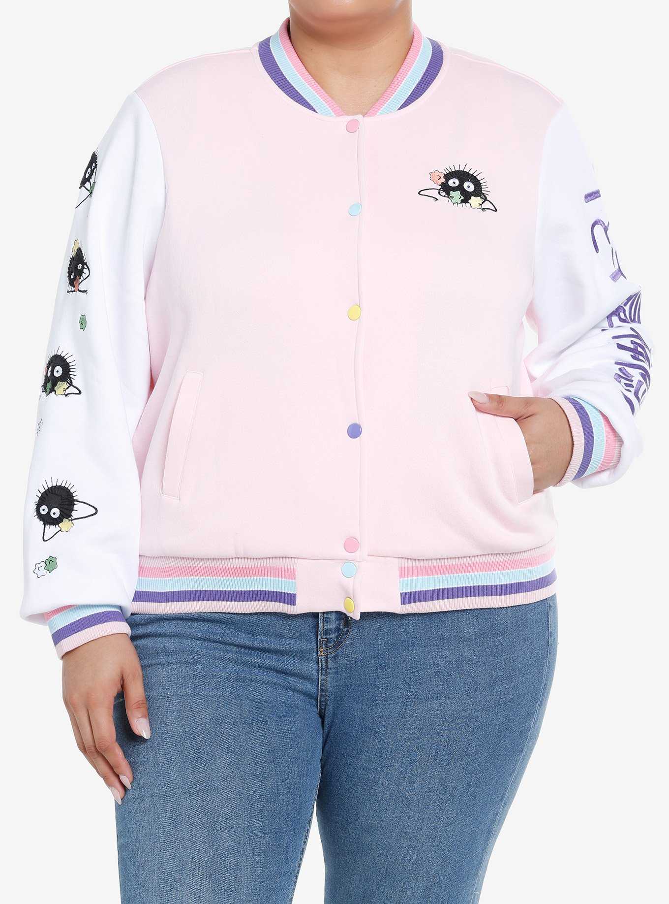 Studio Ghibli Spirited Away Soot Sprites Pastel Girls  Varsity Jacket Plus Size, , hi-res