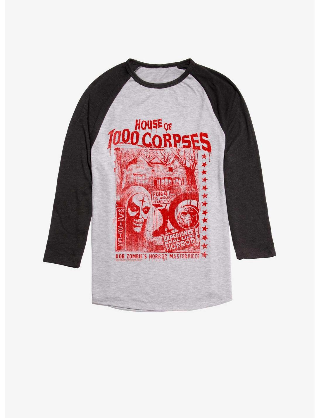 House Of 1000 Corpses Horror Masterpiece Raglan T-Shirt, Ath Heather With Black, hi-res