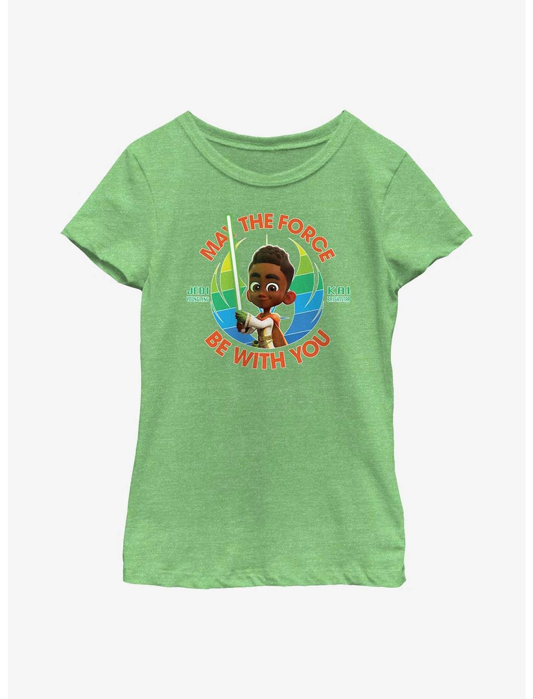 Star Wars: Young Jedi Adventures Kai Brightstar May The Force Be With You Youth Girls T-Shirt, GRN APPLE, hi-res