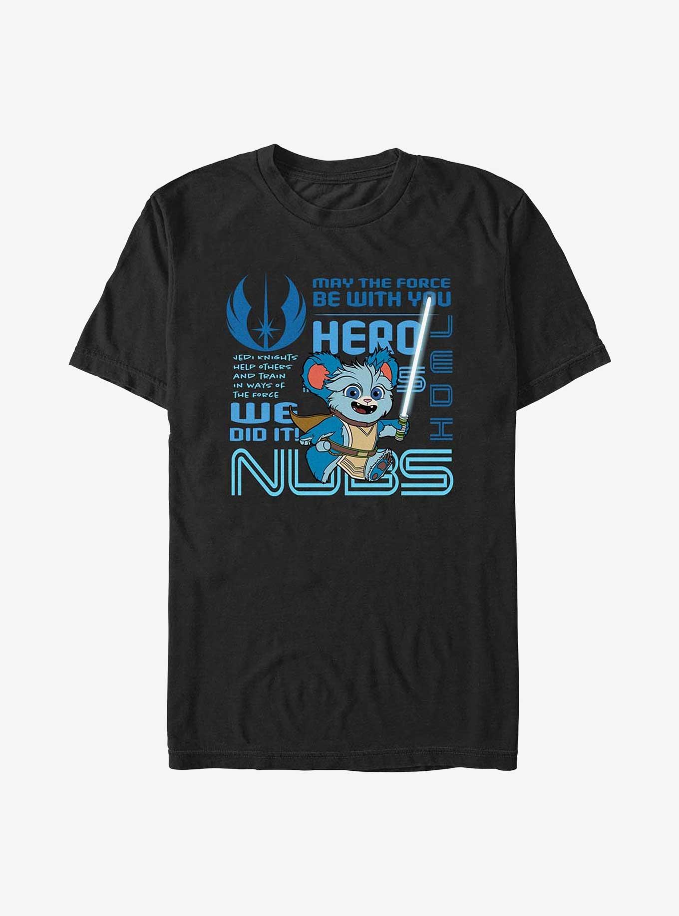 Star Wars: Young Jedi Adventures Nubs Phrases Badge T-Shirt, BLACK, hi-res