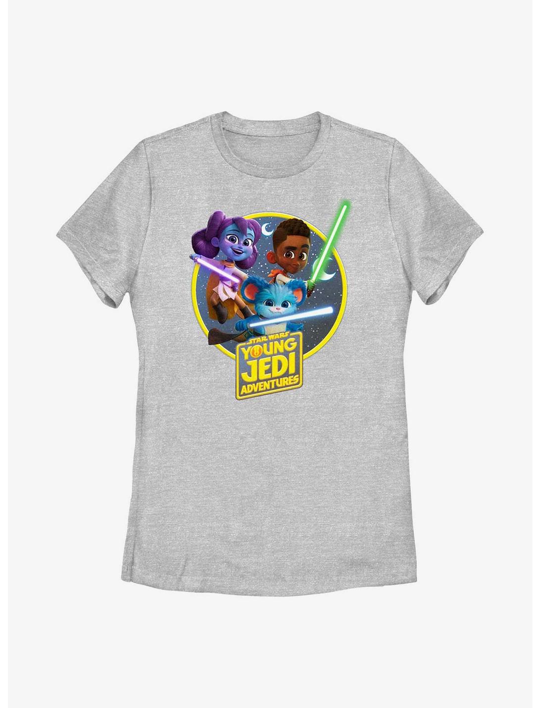Star Wars: Young Jedi Adventures Jedi Initiates Lys Solay Kai Brightstar and Nubs Womens T-Shirt, ATH HTR, hi-res