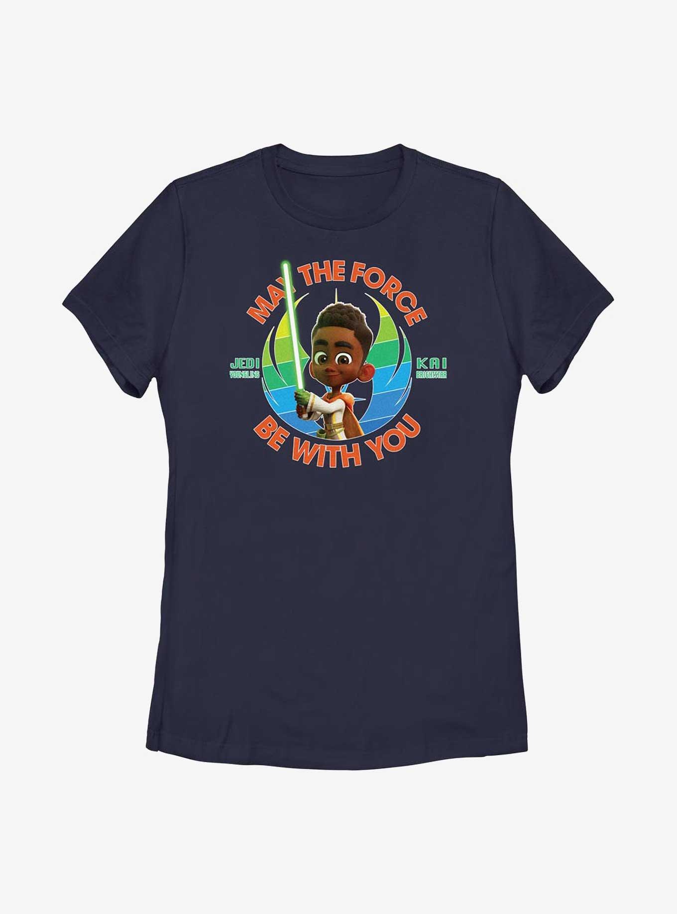 Star Wars: Young Jedi Adventures Kai Brightstar May The Force Be With You Womens T-Shirt, NAVY, hi-res