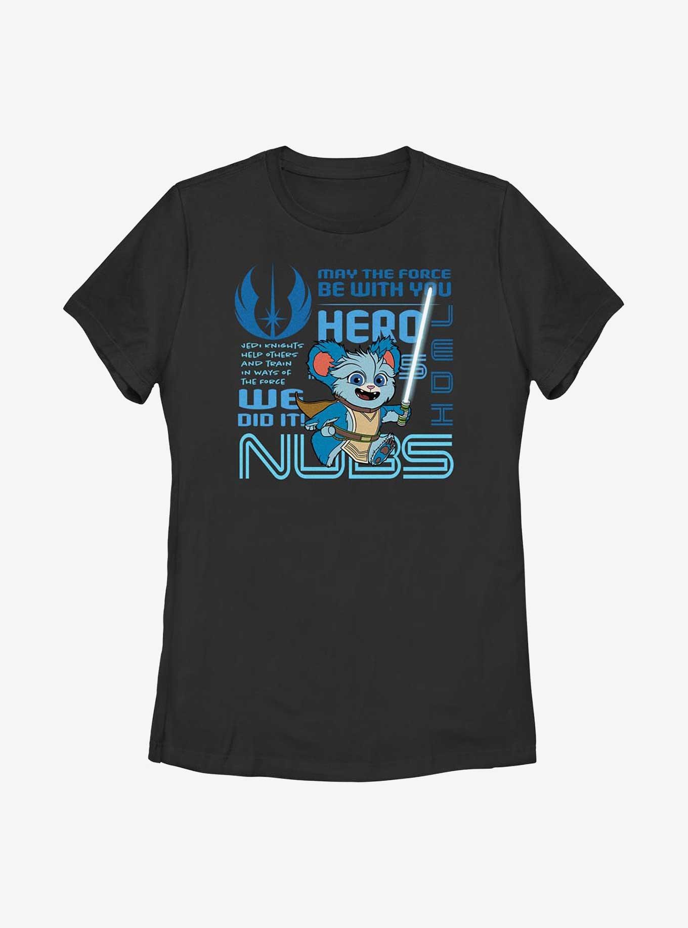 Star Wars: Young Jedi Adventures Nubs Phrases Badge Womens T-Shirt, BLACK, hi-res