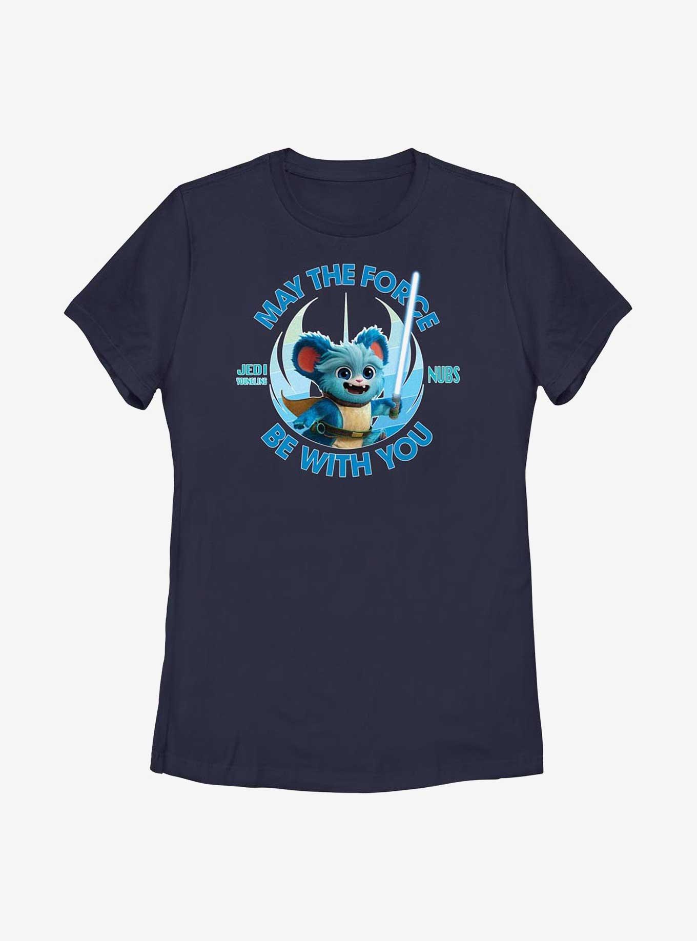 Star Wars: Young Jedi Adventures Nubs May The Force Be With You Womens T-Shirt, NAVY, hi-res