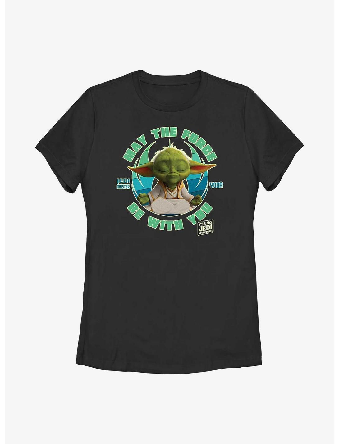 Star Wars: Young Jedi Adventures Master Yoda May The Force Be With You Womens T-Shirt, BLACK, hi-res