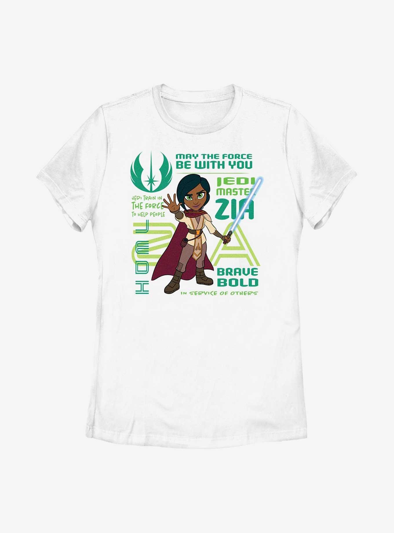 Star Wars: Young Jedi Adventures Zia Phrases Badge Womens T-Shirt, WHITE, hi-res