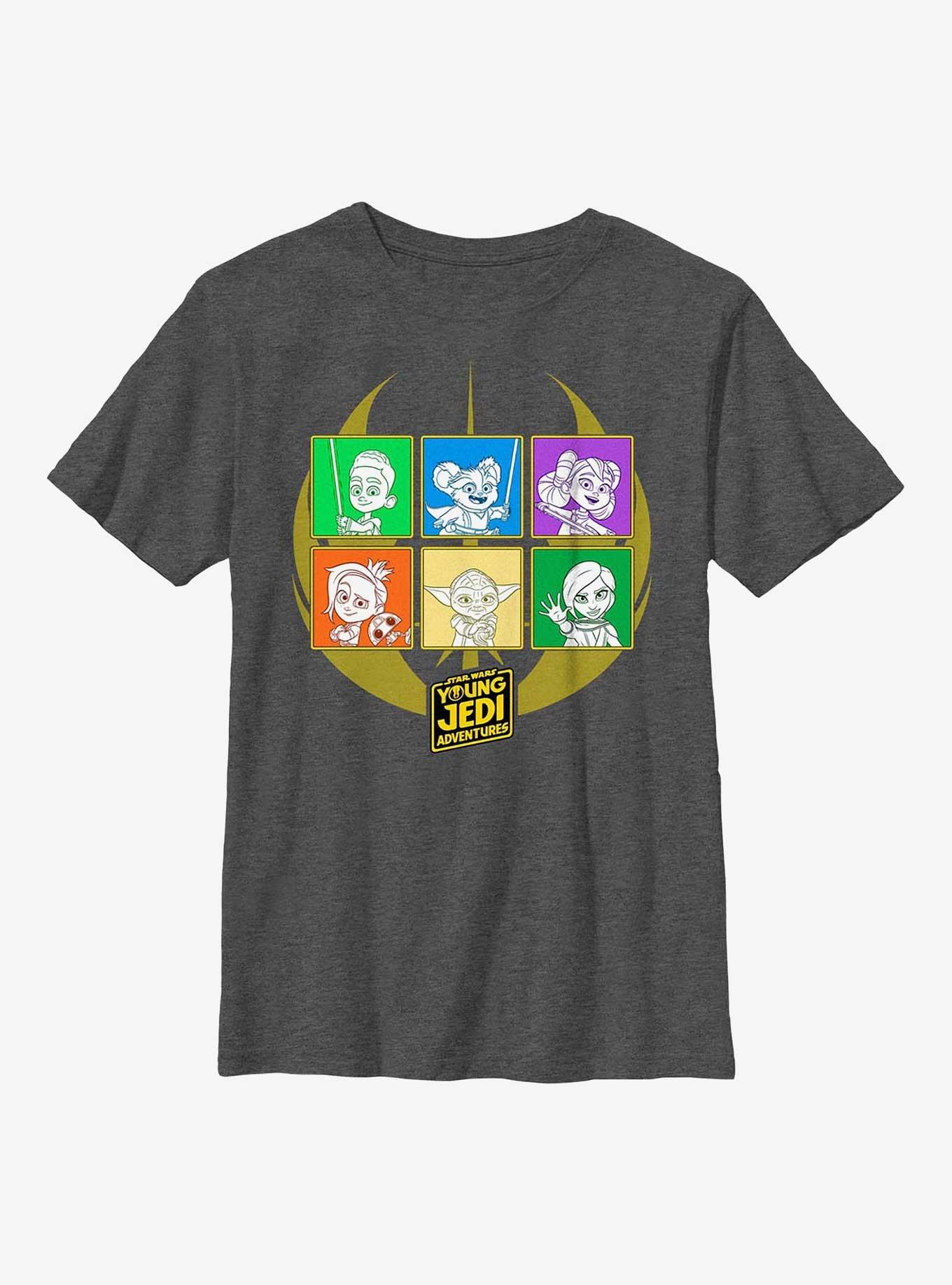 Star Wars: Young Jedi Adventures Group Boxup Youth T-Shirt, CHAR HTR, hi-res