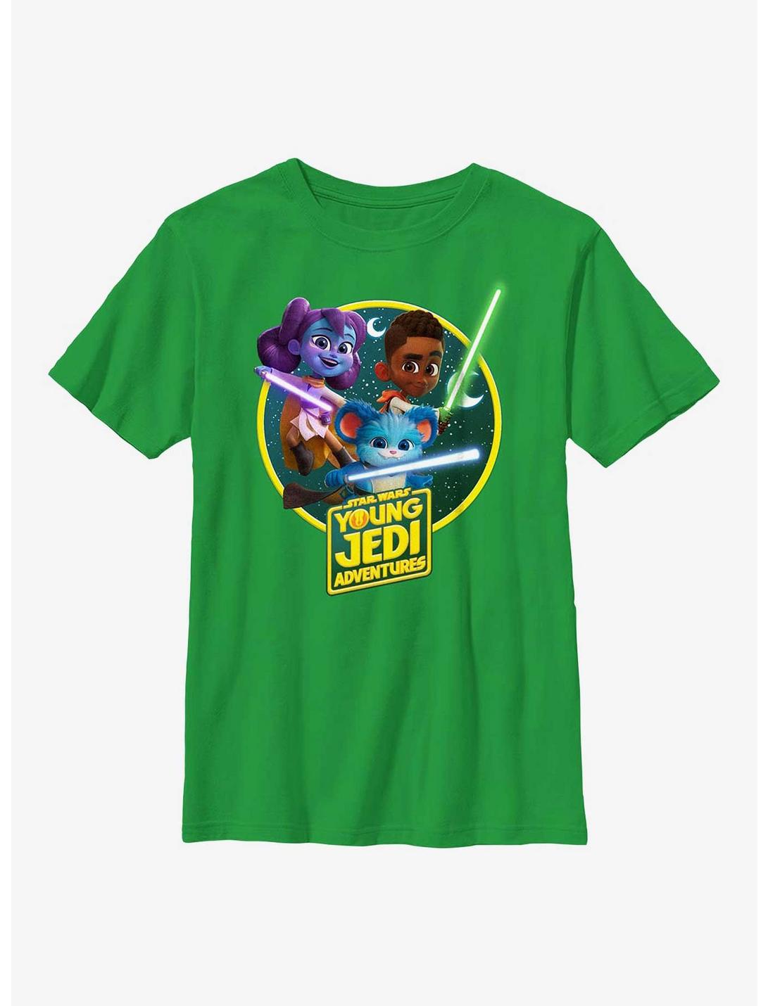 Star Wars: Young Jedi Adventures Jedi Initiates Lys Solay Kai Brightstar and Nubs Youth T-Shirt, KELLY, hi-res