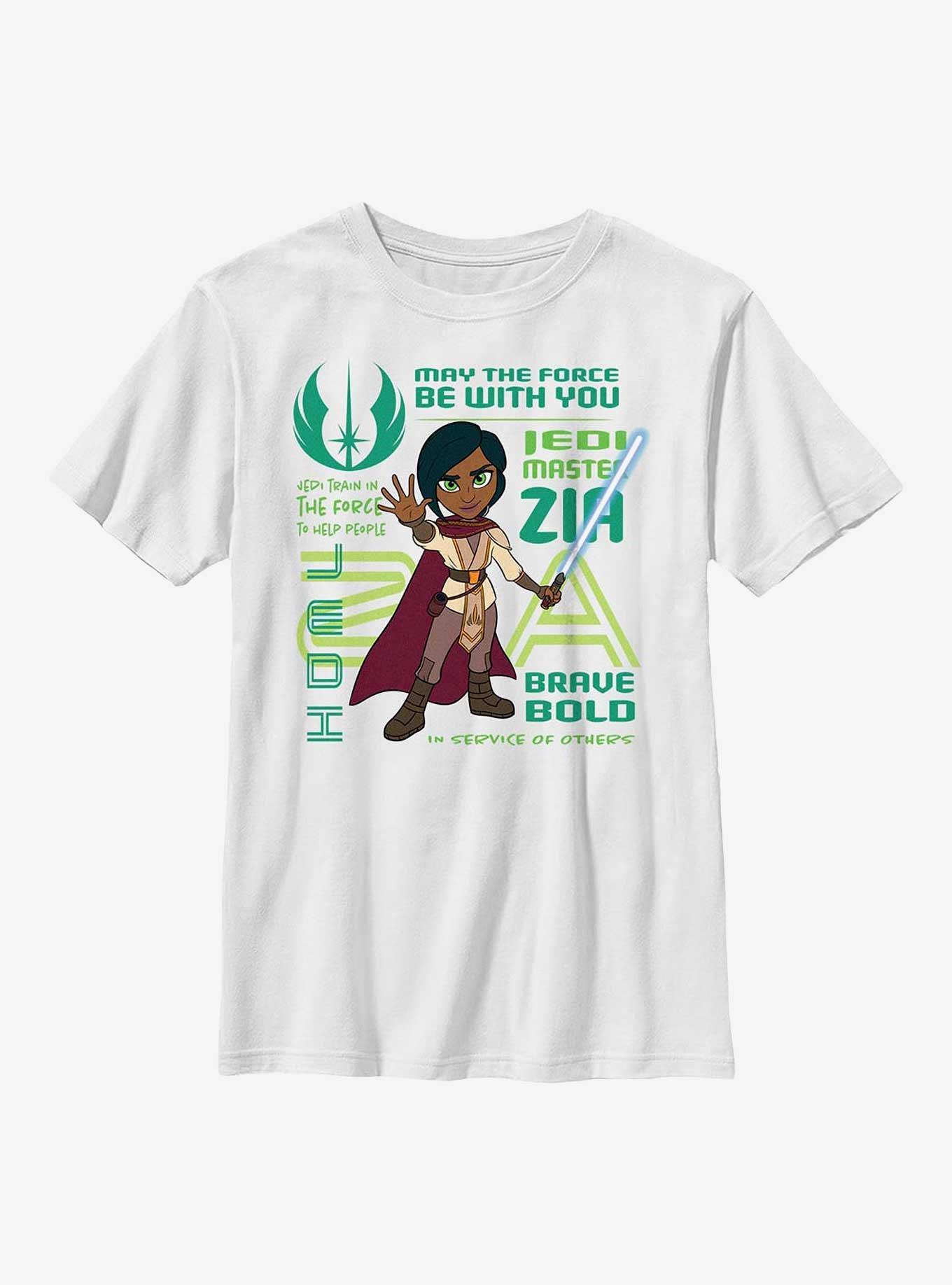 Star Wars: Young Jedi Adventures Zia Phrases Badge Youth T-Shirt, WHITE, hi-res