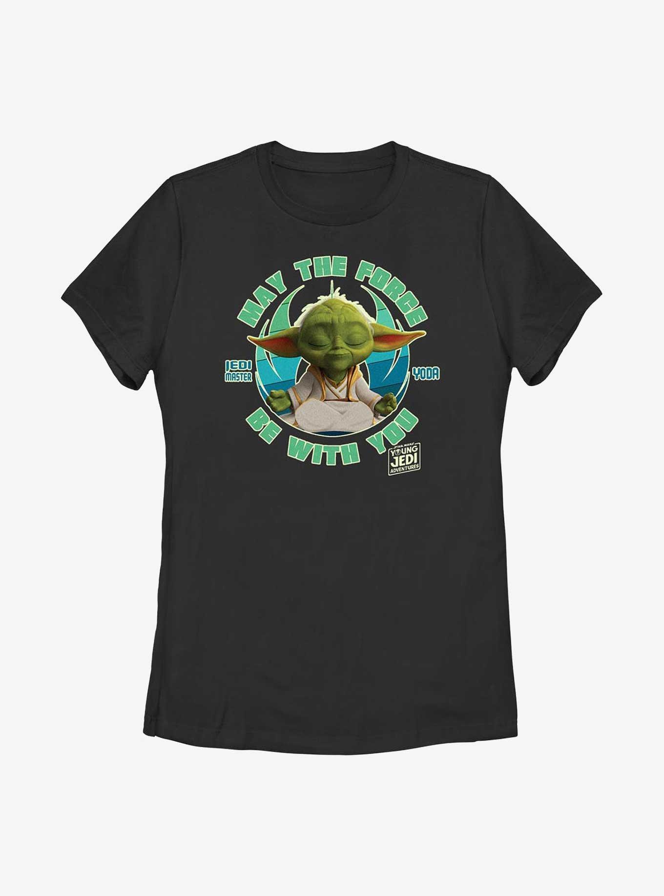 Star Wars: Young Jedi Adventures Master Yoda May The Force Be With You Womens T-Shirt, BLACK, hi-res