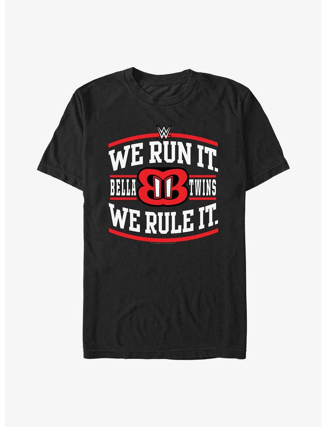 WWE The Bella Twins We Run It We Rule It Logo T-Shirt, BLACK, hi-res