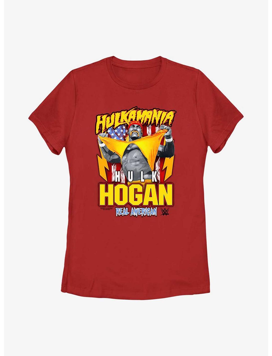 WWE Hulk Hogan Hulkamania Real American Womens T-Shirt, RED, hi-res
