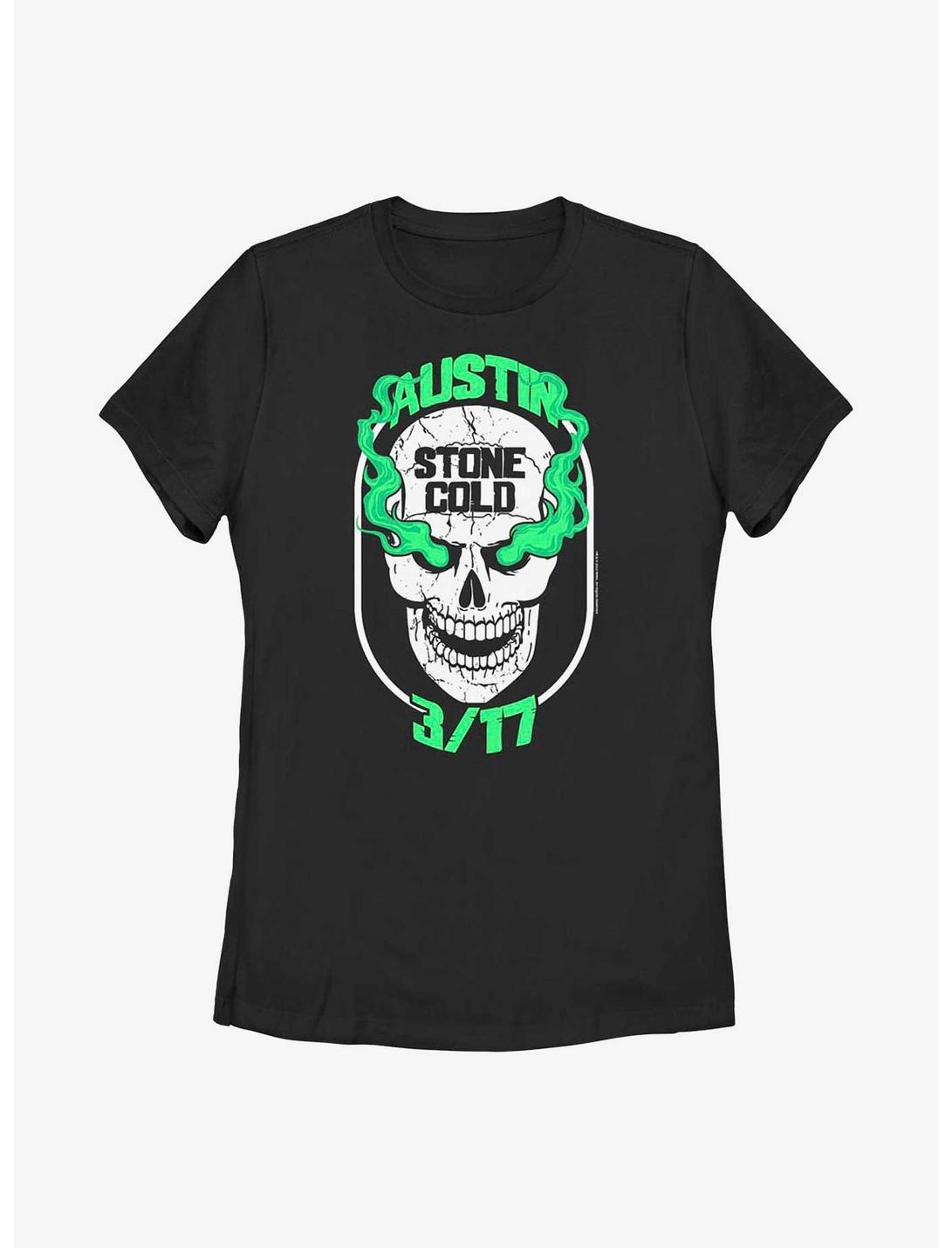 WWE Stone Cold Steve Austin Green Skull Womens T-Shirt, BLACK, hi-res