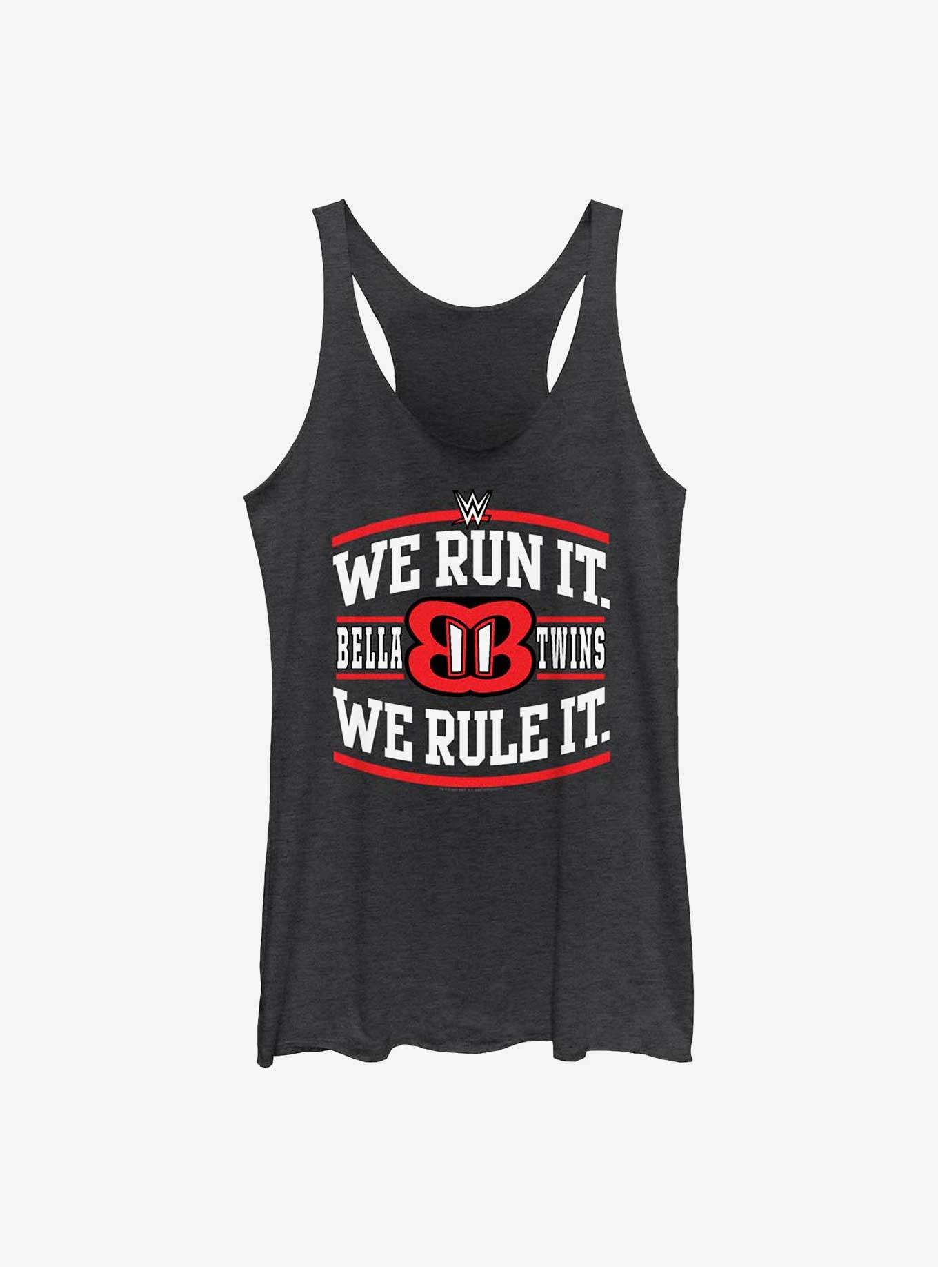 WWE The Bella Twins We Run It We Rule It Logo Womens Tank Top, BLK HTR, hi-res