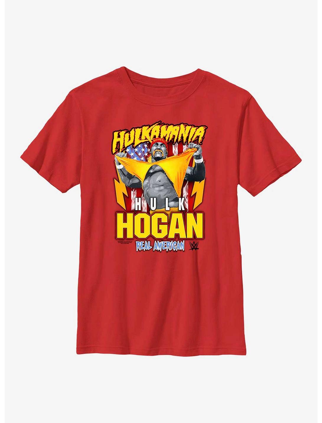 WWE Hulk Hogan Hulkamania Real American Youth T-Shirt, RED, hi-res