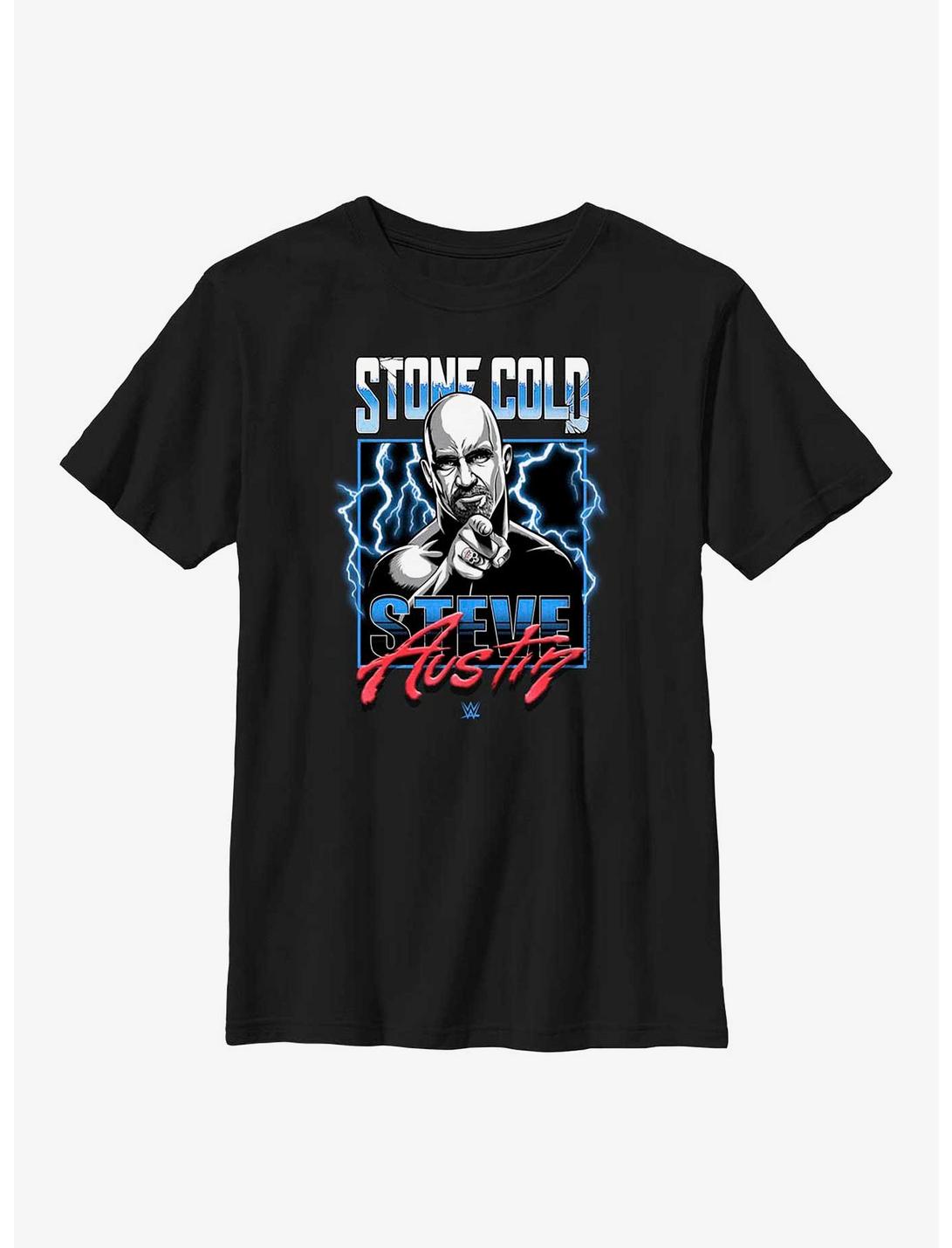 WWE Stone Cold Steve Austin Lightning Frame Youth T-Shirt, BLACK, hi-res