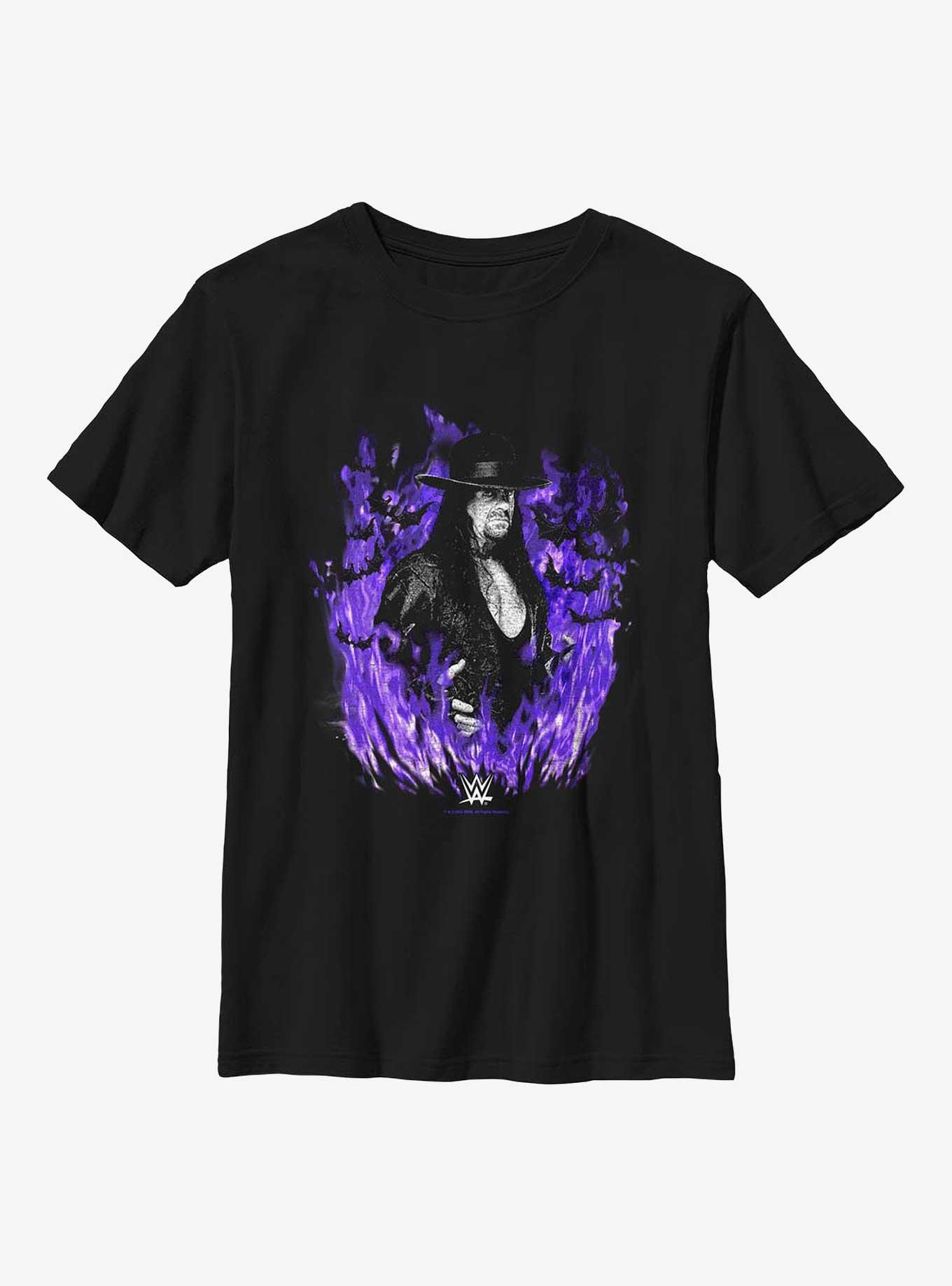 WWE The Undertaker Purple FlamesYouth T-Shirt, BLACK, hi-res