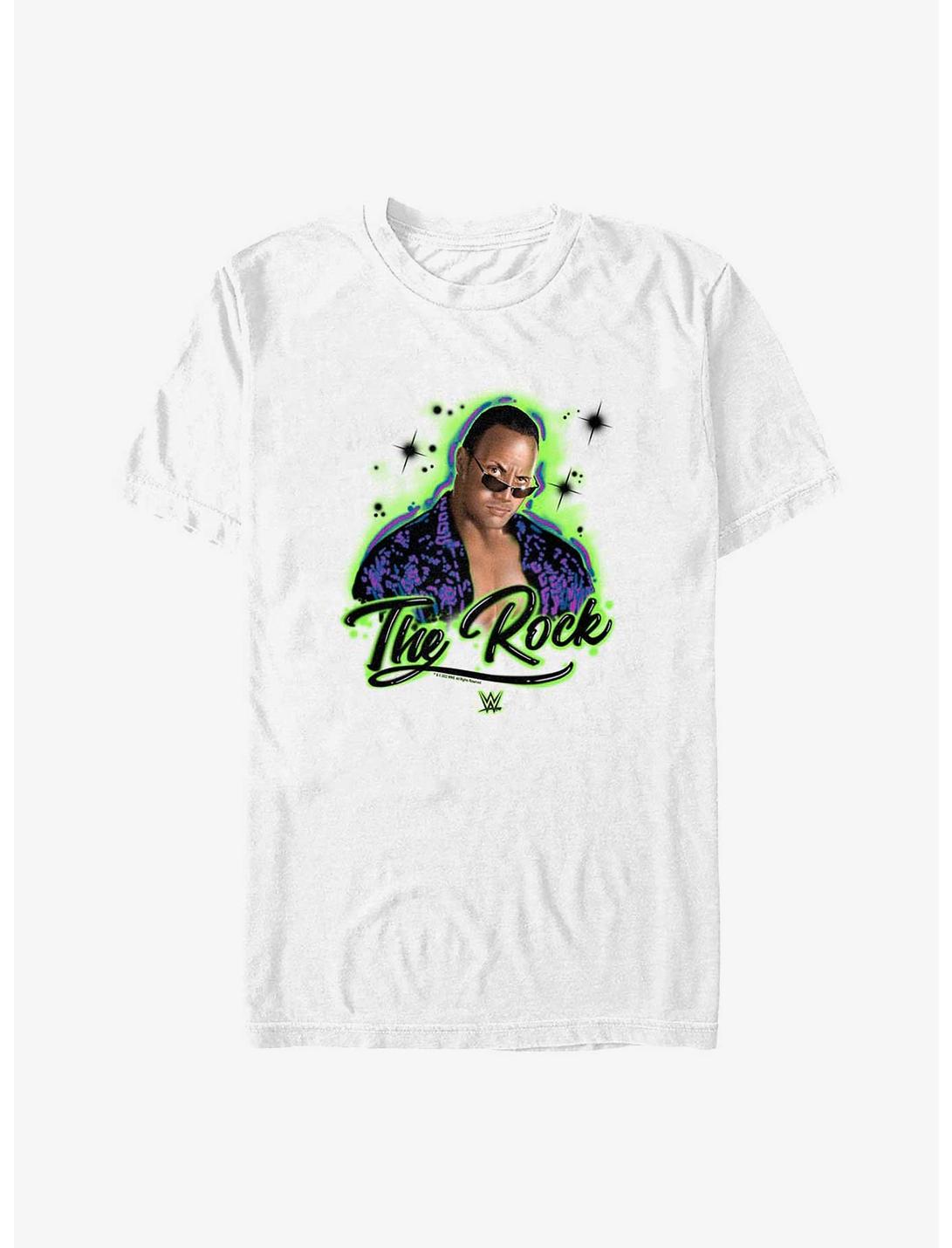 WWE The Rock Airbrushed Paint Style Portrait T-Shirt, WHITE, hi-res