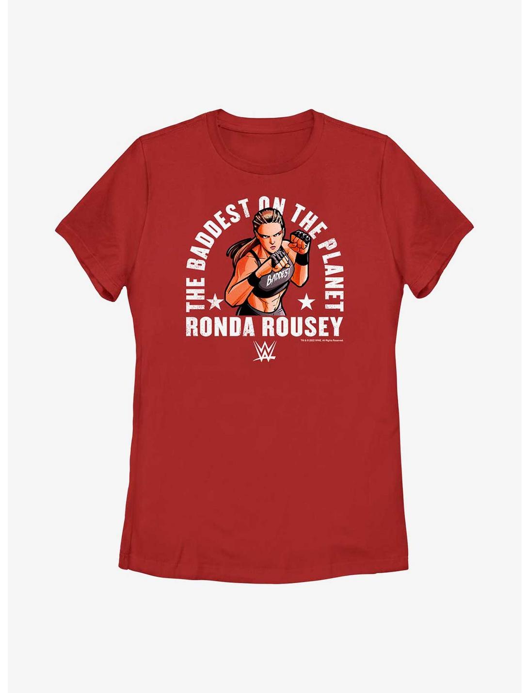 WWE The Baddest On The Planet Ronda Rousey Womens T-Shirt, RED, hi-res