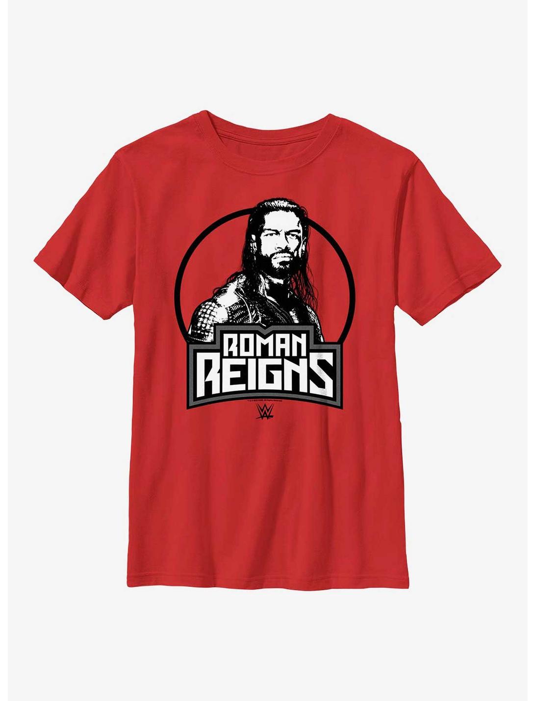 WWE Roman Reigns Circle Icon Portrait Youth T-Shirt, RED, hi-res