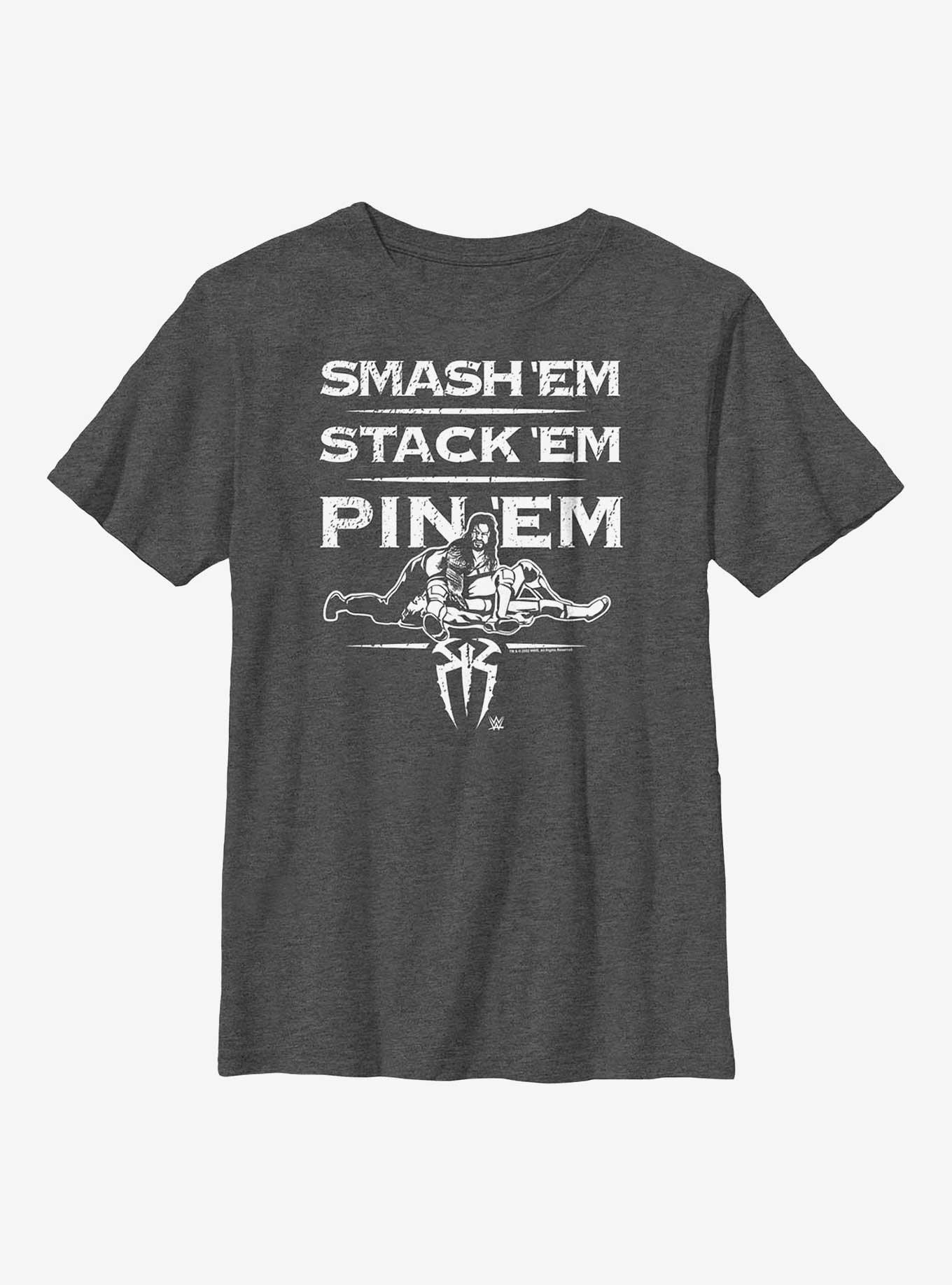 WWE Roman Reigns Smash 'Em Stack 'Em Pin 'Em Youth T-Shirt, , hi-res