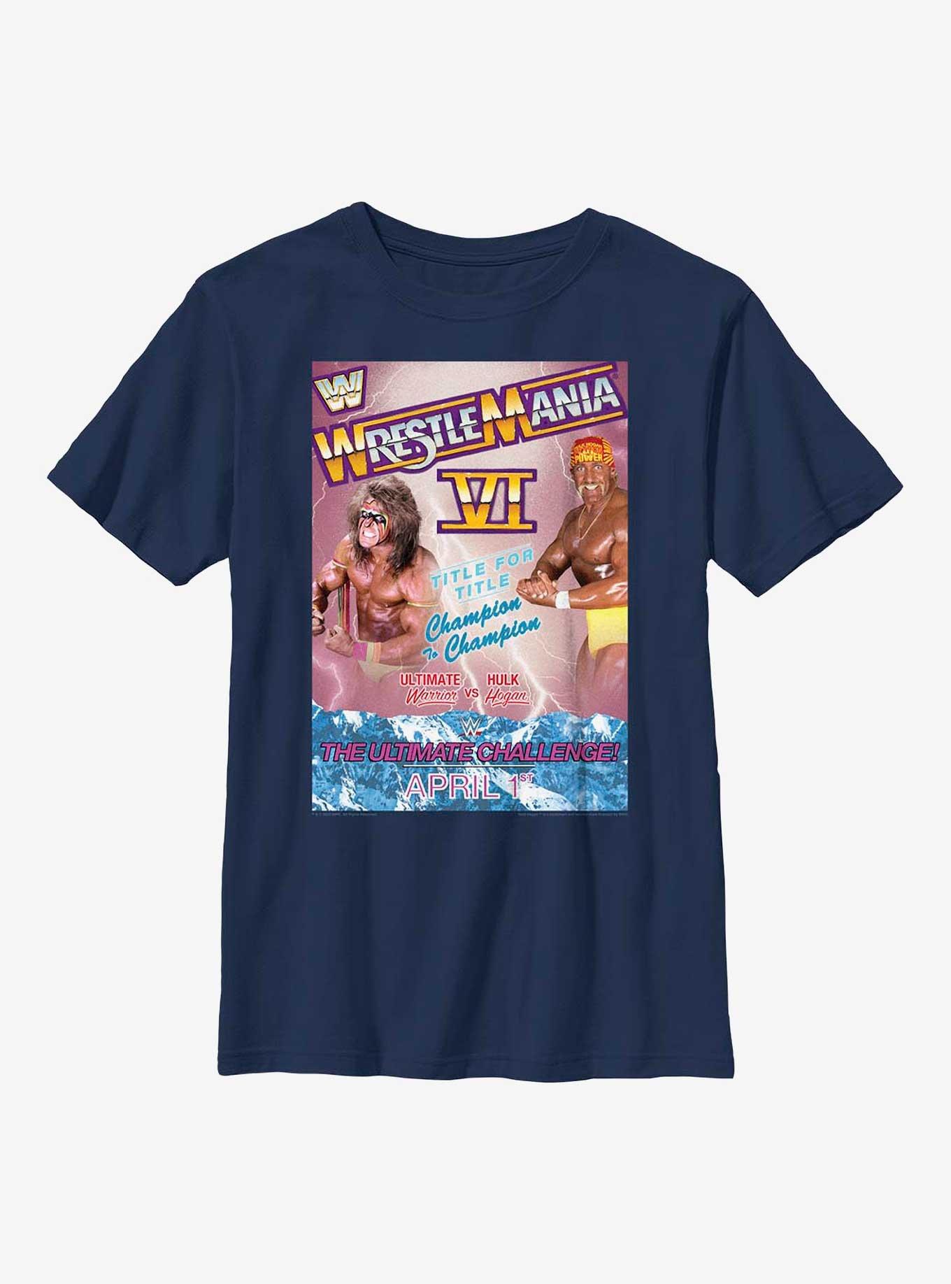 WWE WrestleMania VI Ultimate Warrior vs Hulk Hogan Poster Youth T-Shirt, , hi-res