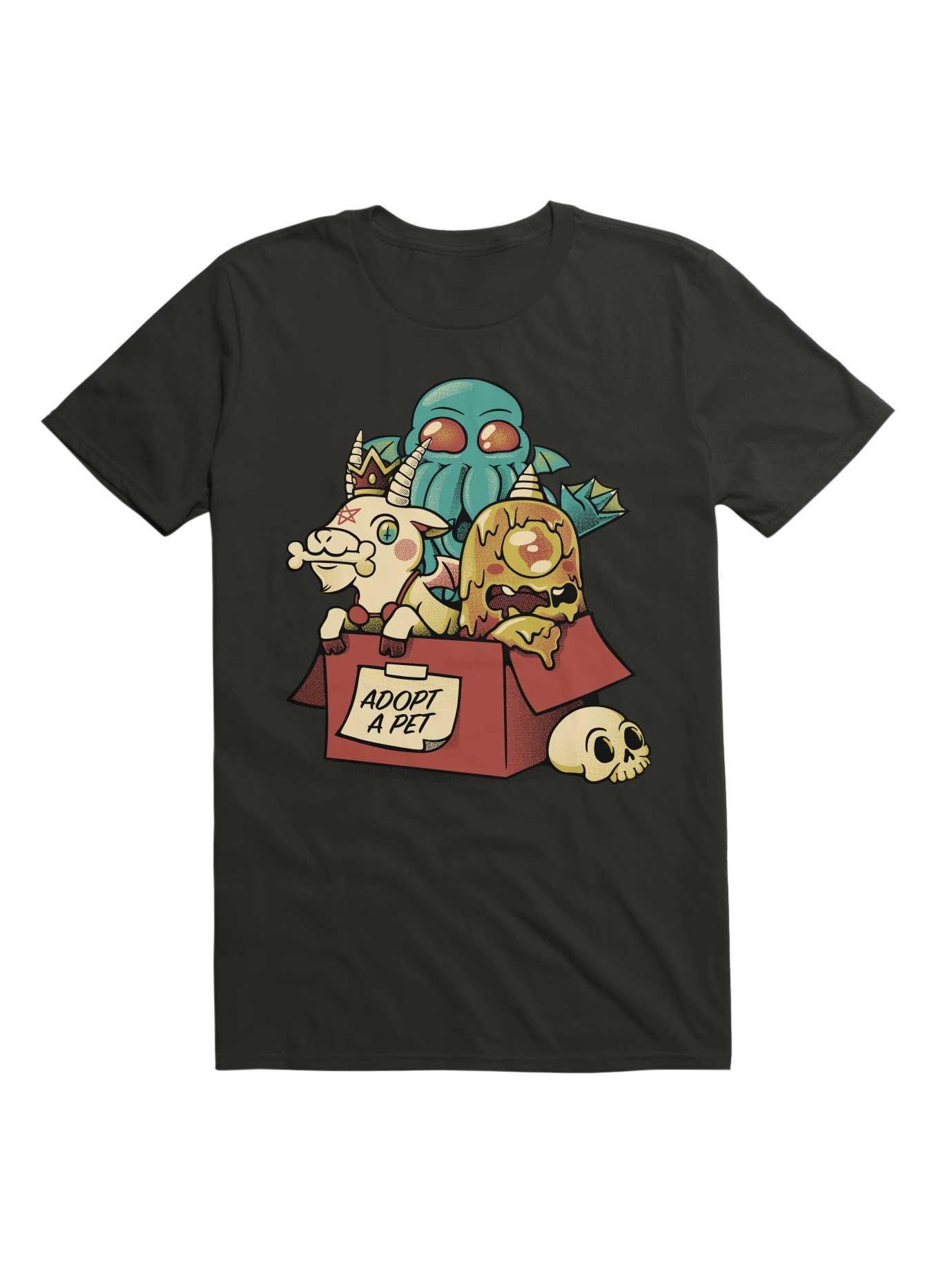 Adopt a Pet Monster Kawaii T-Shirt, BLACK, hi-res