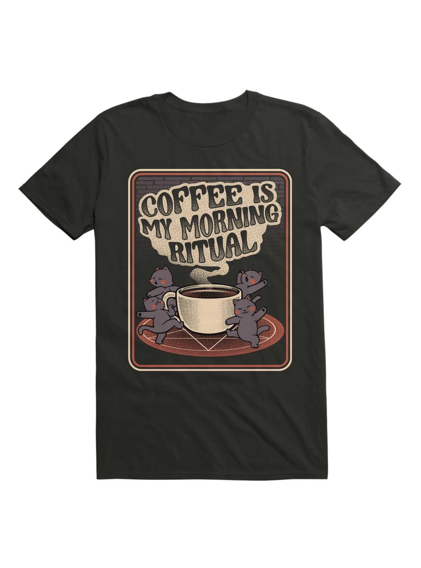 Coffee Is My Morning Ritual Cats T-Shirt, BLACK, hi-res