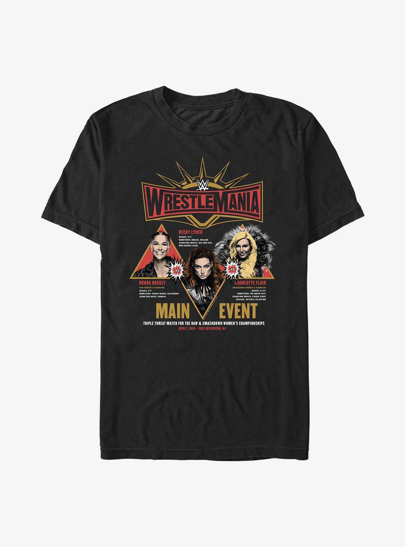 WWE WrestleMania 35 Main Event Ronda Rousey, Becky Lynch & Charlotte Flair T-Shirt, , hi-res