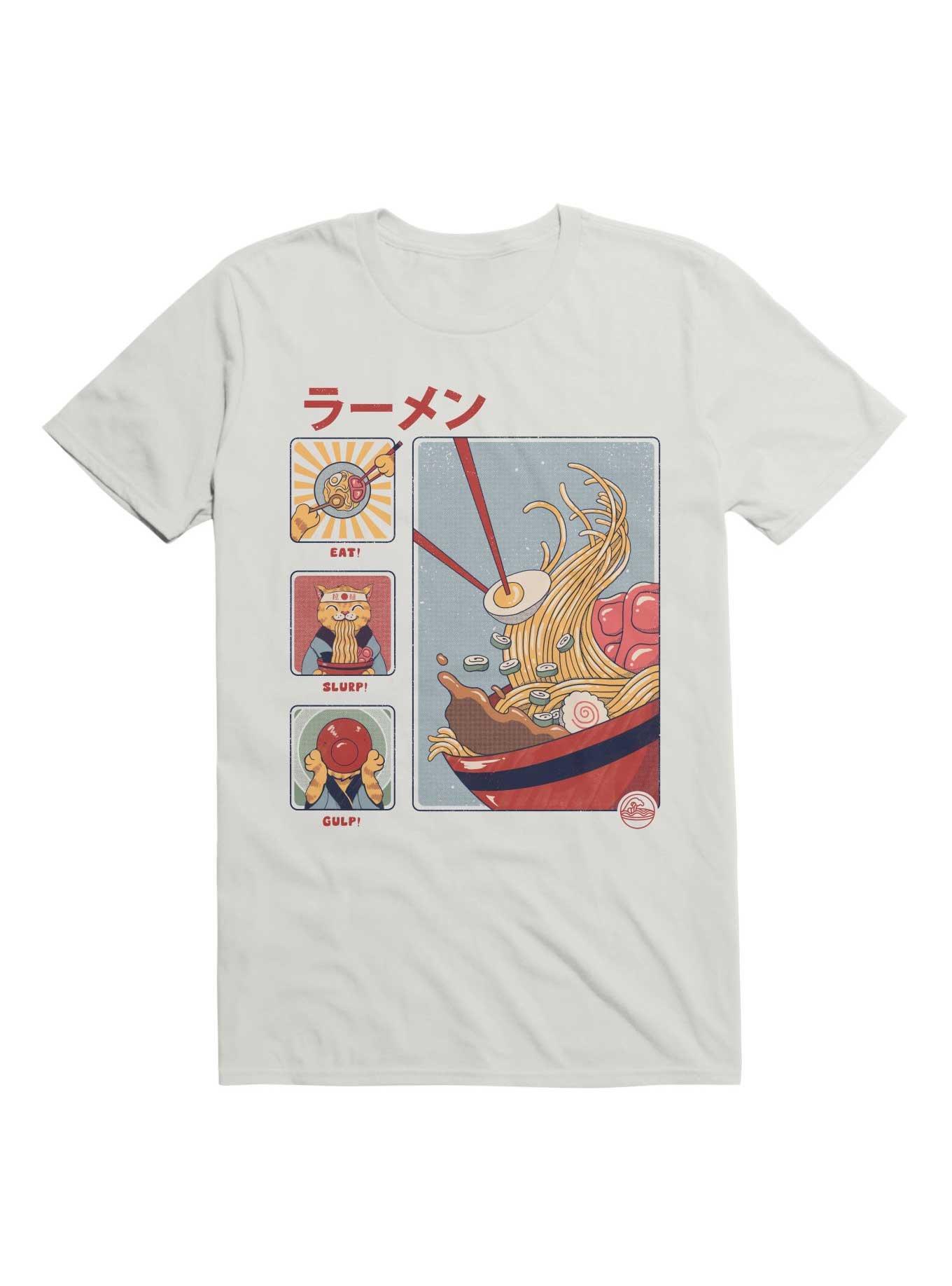 How To Eat Ramen Cat T-Shirt, WHITE, hi-res