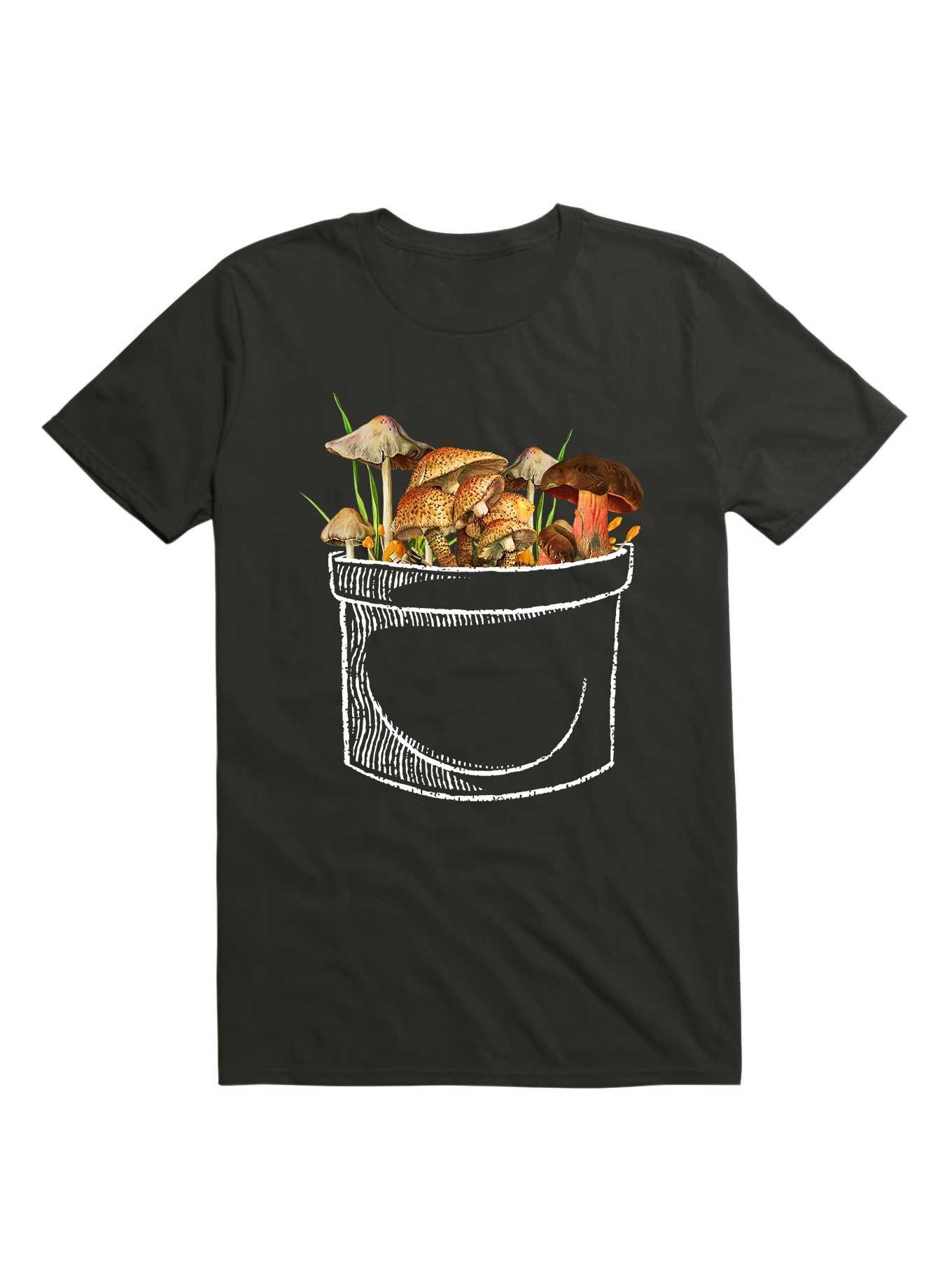 I Love Mushrooms In My Pocket T-Shirt, BLACK, hi-res