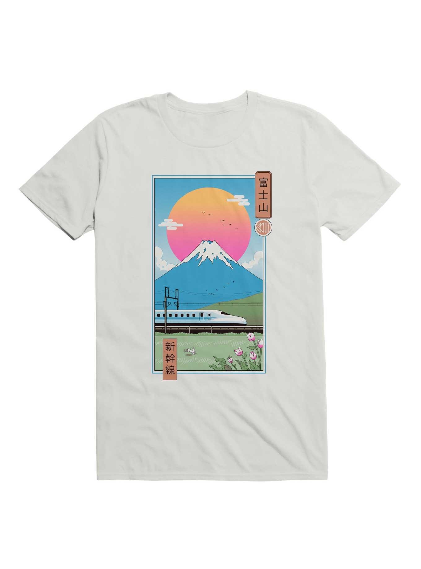 Shinkansen in Mt. Fuji T-Shirt, WHITE, hi-res