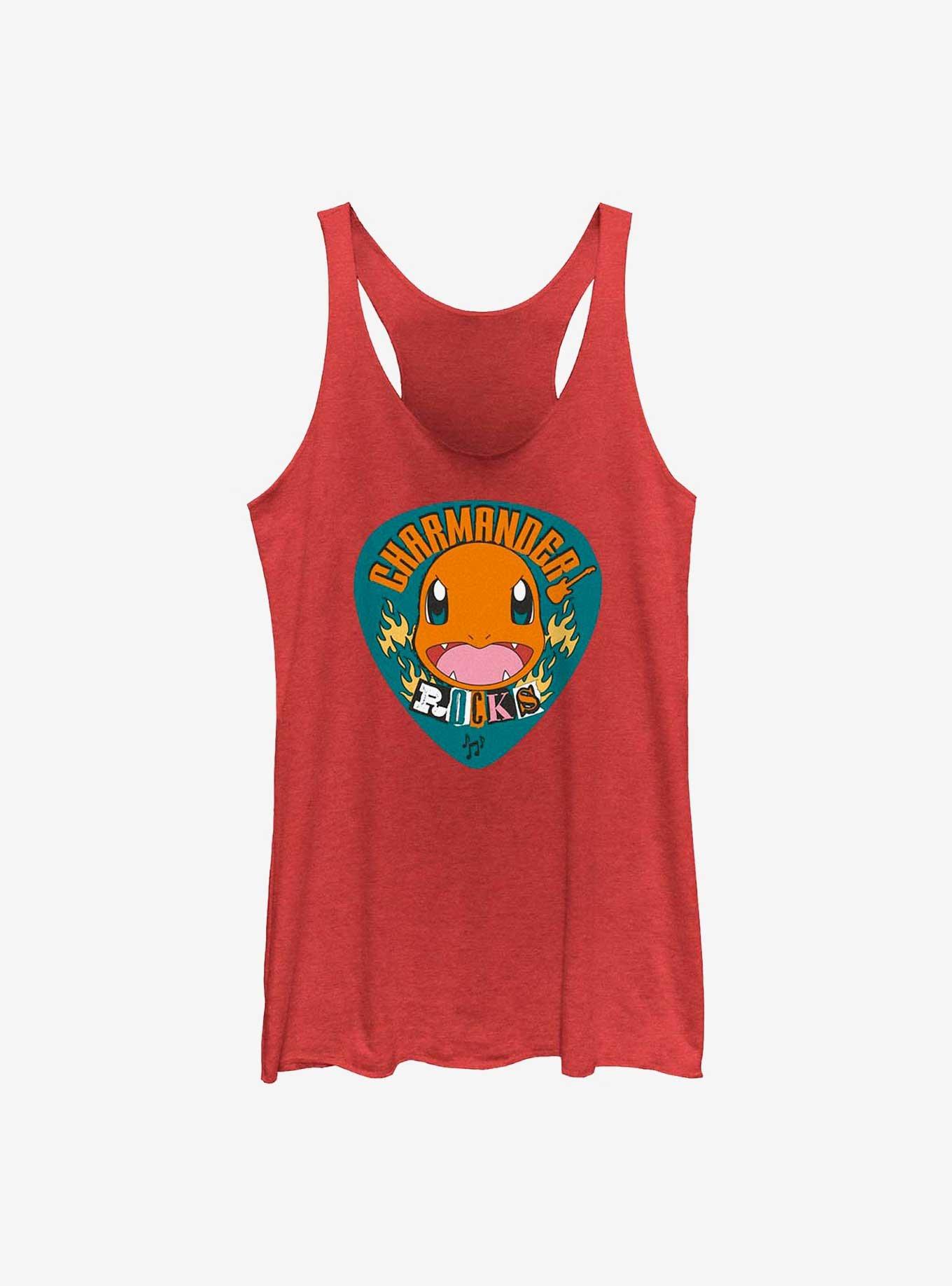 Pokemon Charmander Rocks Girls Raw Edge Tank, RED HTR, hi-res