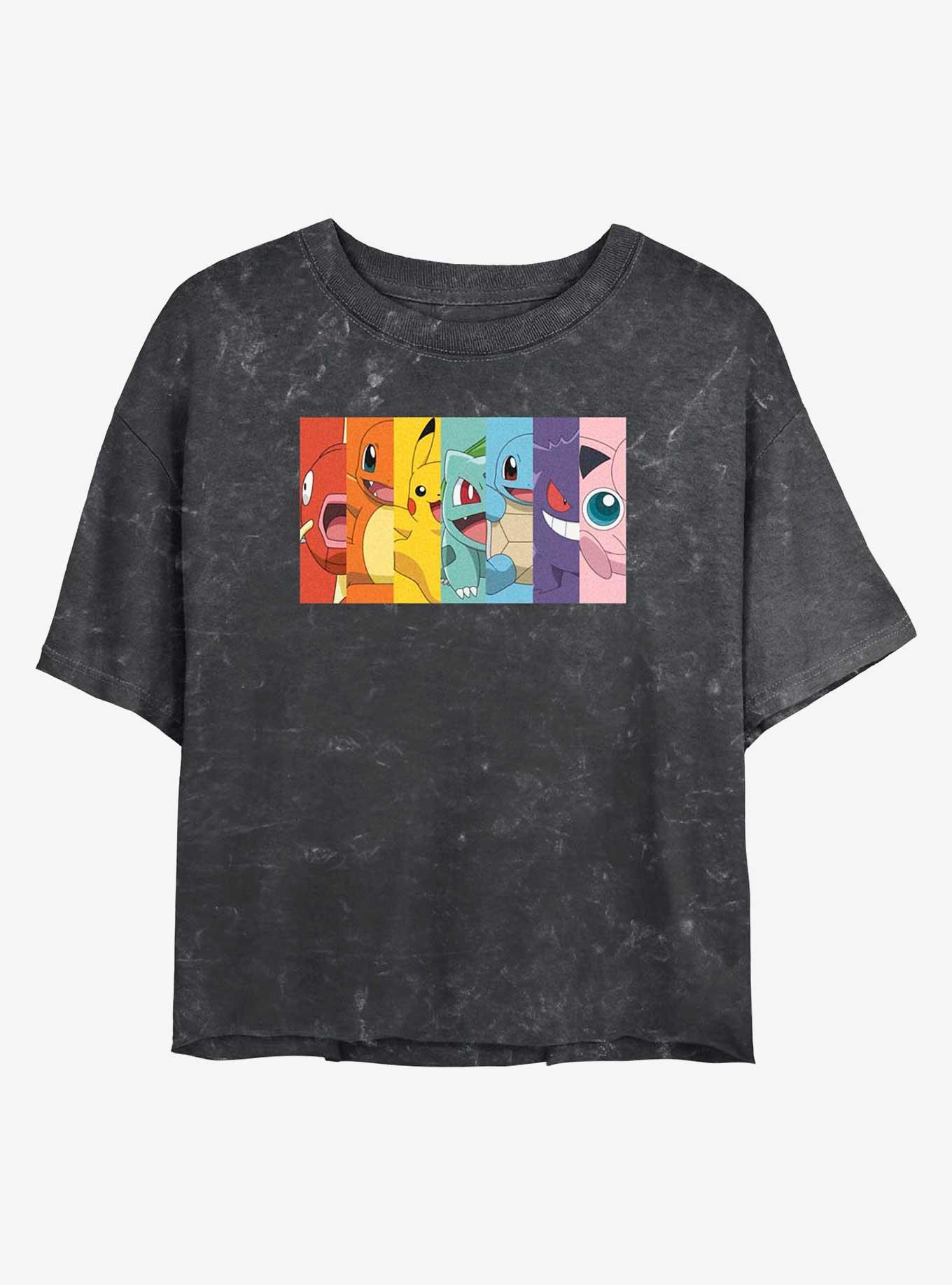 Pokemon Generation 1 Rainbow Girls Mineral Wash Crop T-Shirt