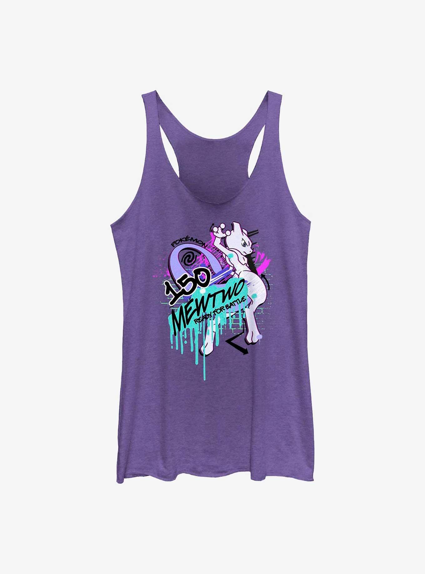 Pokemon Mewtwo Ready For Battle Graffiti Girls Raw Edge Tank