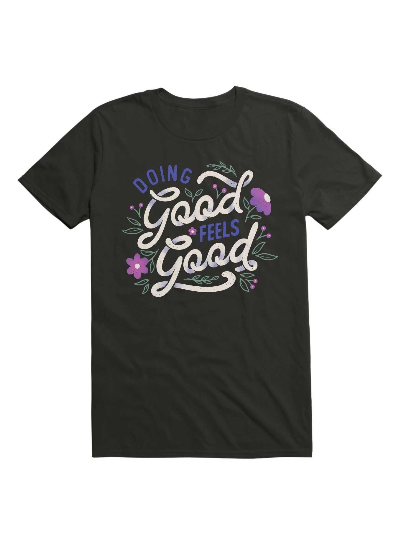 Doing Good Feels Good Floral T-Shirt, BLACK, hi-res